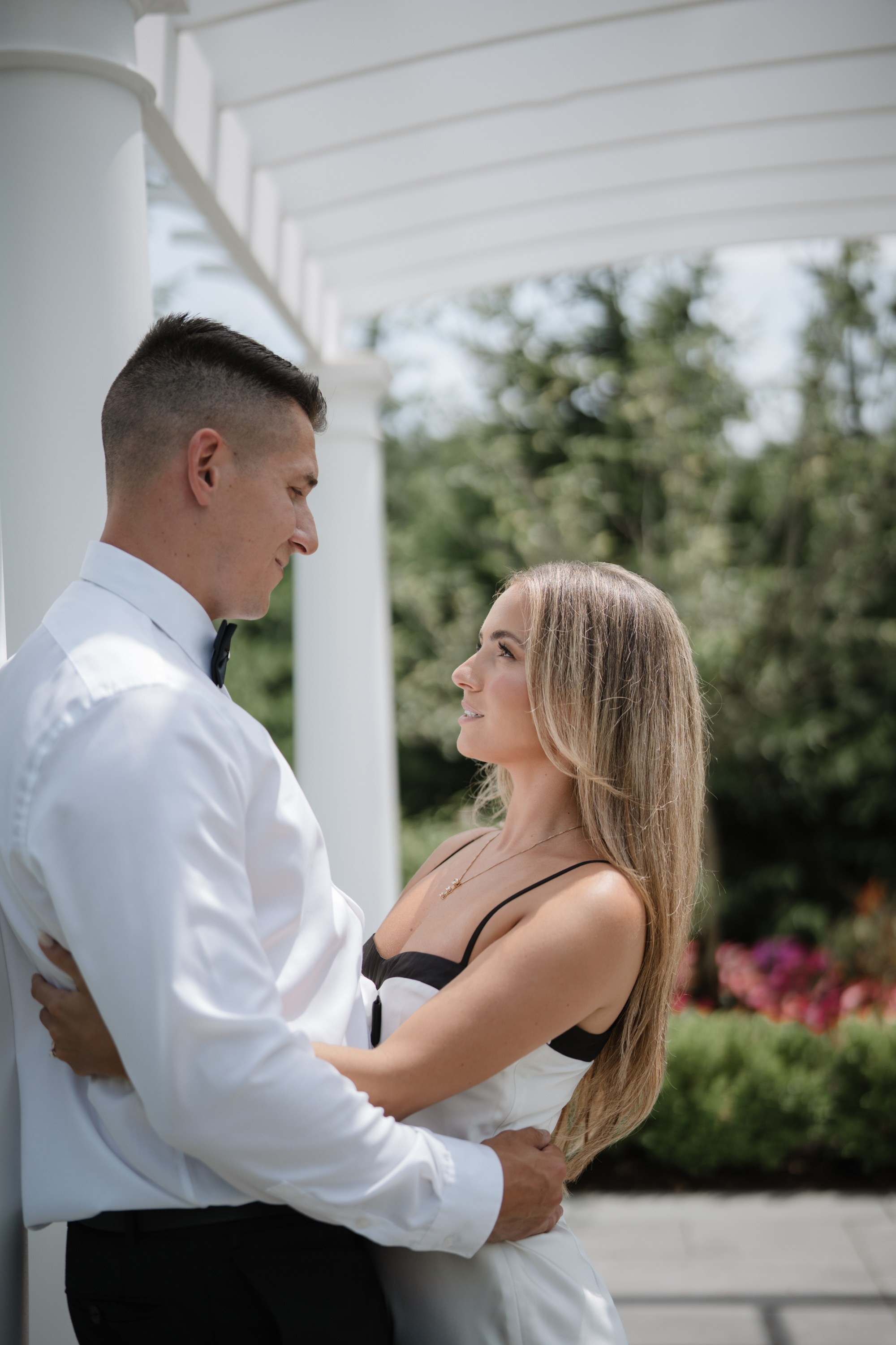 Engagement photo shoot at the hotel. Portrait and wedding photographer in New York