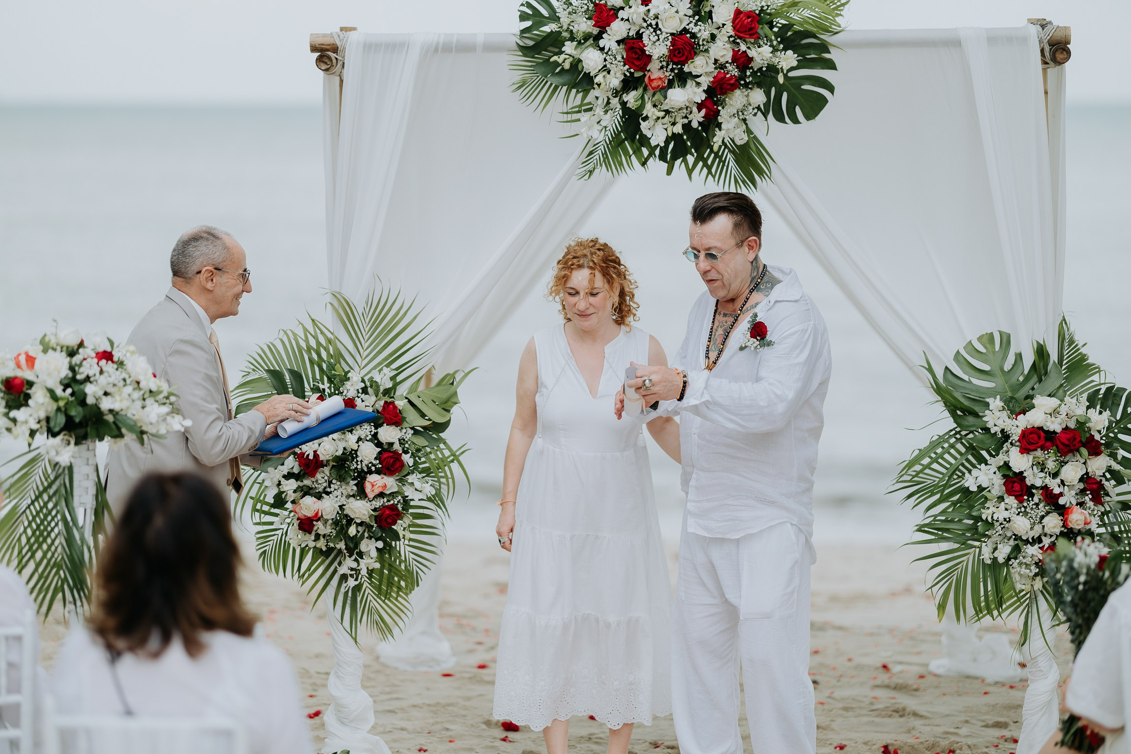 Simone & Matthias Peter. Buddhist blessing wedding Ceremony on Koh Samui, Thailand