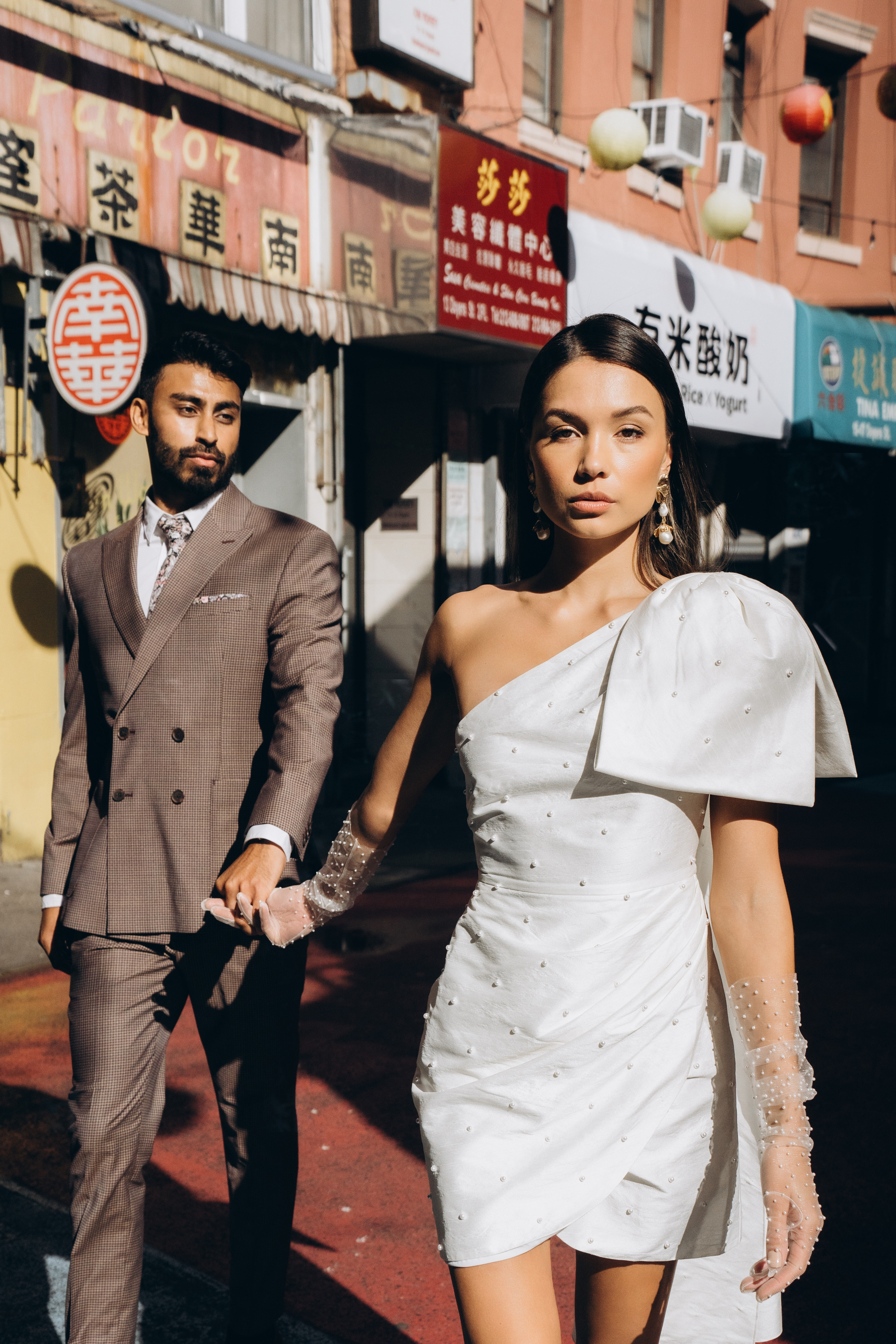 Sabrina and Pranav’s Stylish Chinatown Engagement Session. Wedding photographer and videographer New York | New Jersey