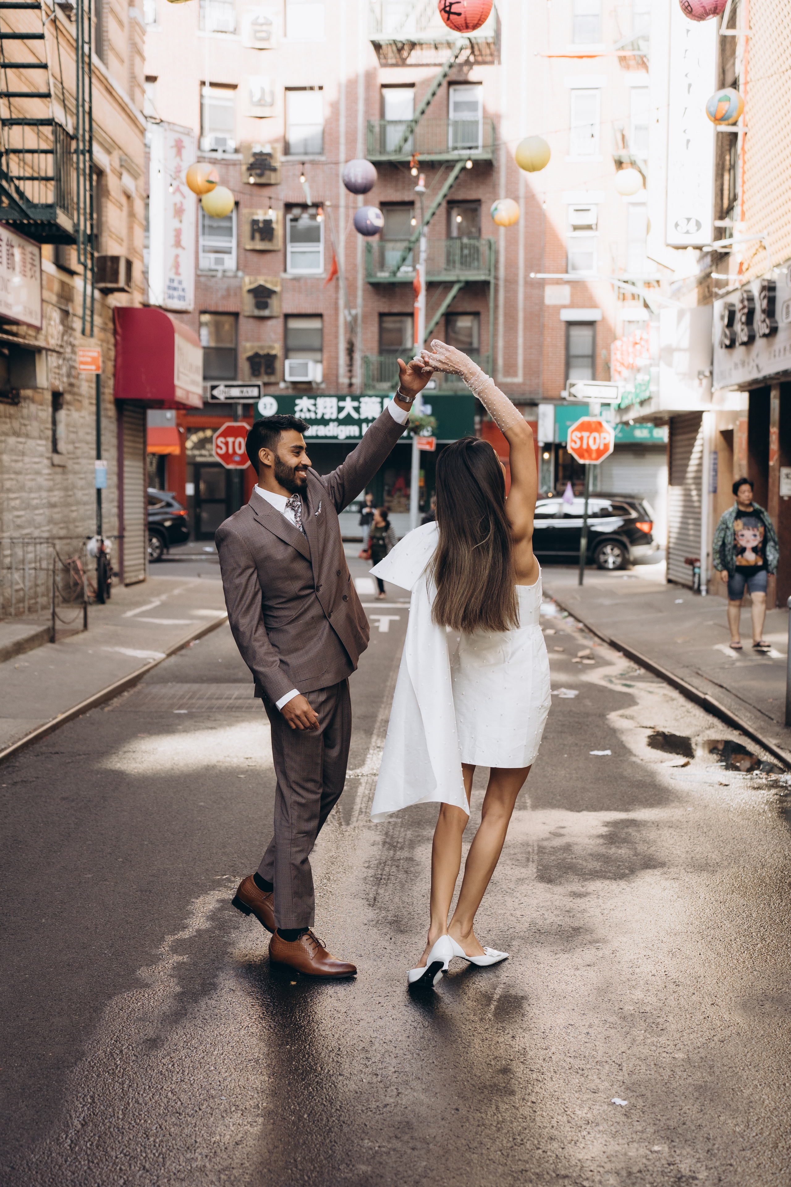 Sabrina and Pranav’s Stylish Chinatown Engagement Session. Wedding photographer and videographer New York | New Jersey