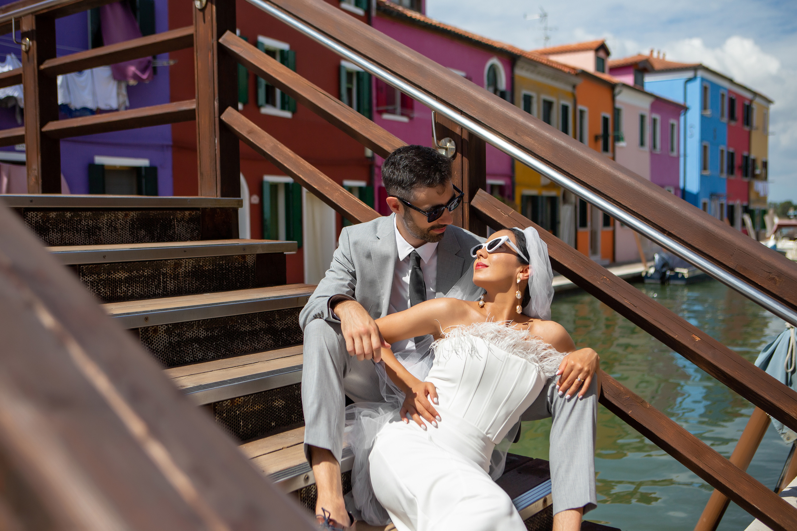 Colorful wedding on Burano