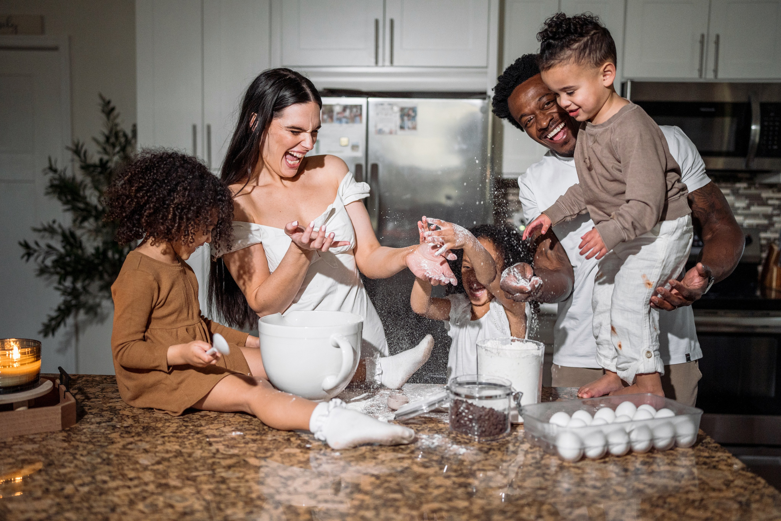Stephanie, Lamar and kids at home. Wedding and family photographer and videographer PA, NJ, NY, DE, MD