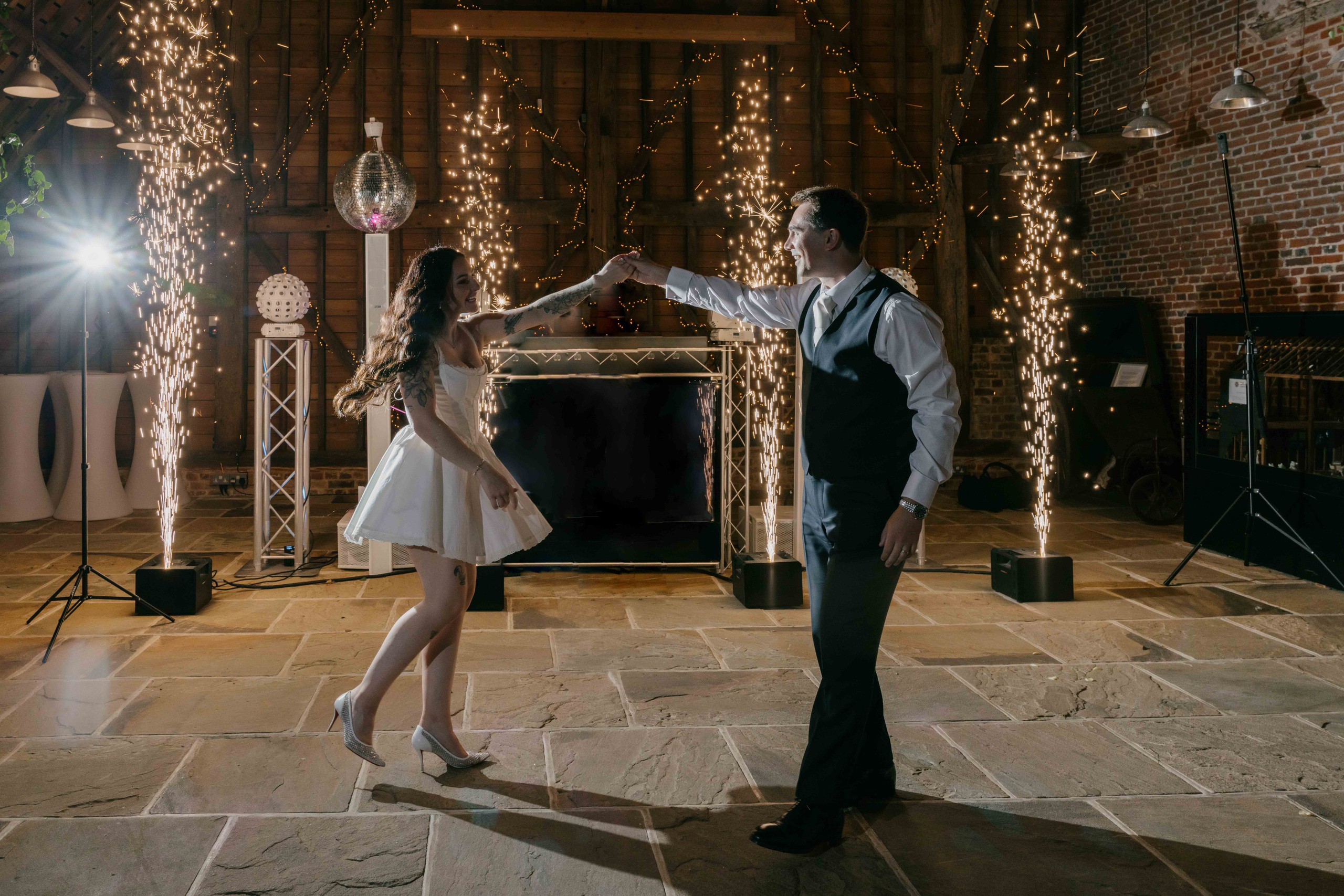     bride and groom first dance romantic evening wedding