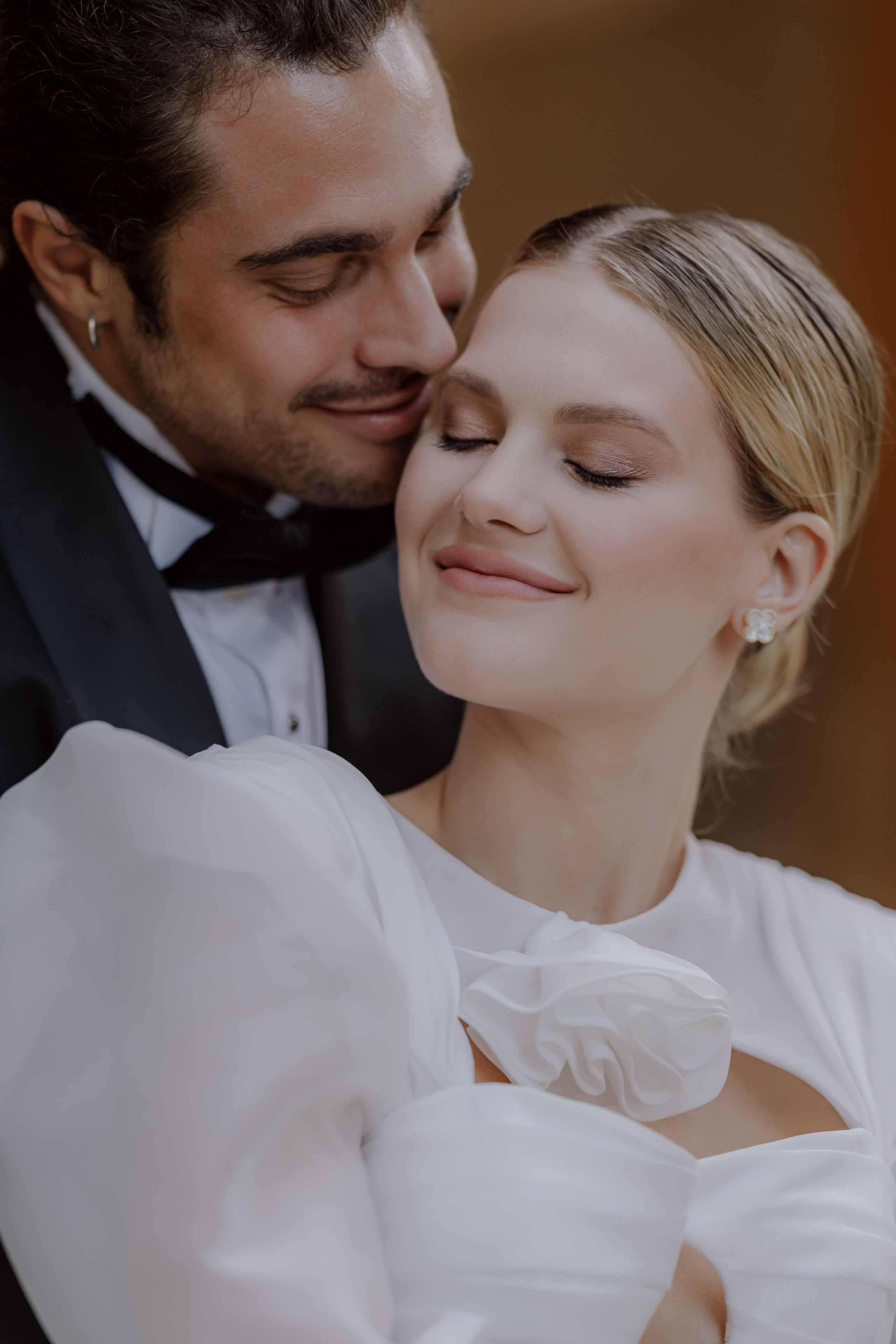     romantic couple portrait Lake Como elopement close up