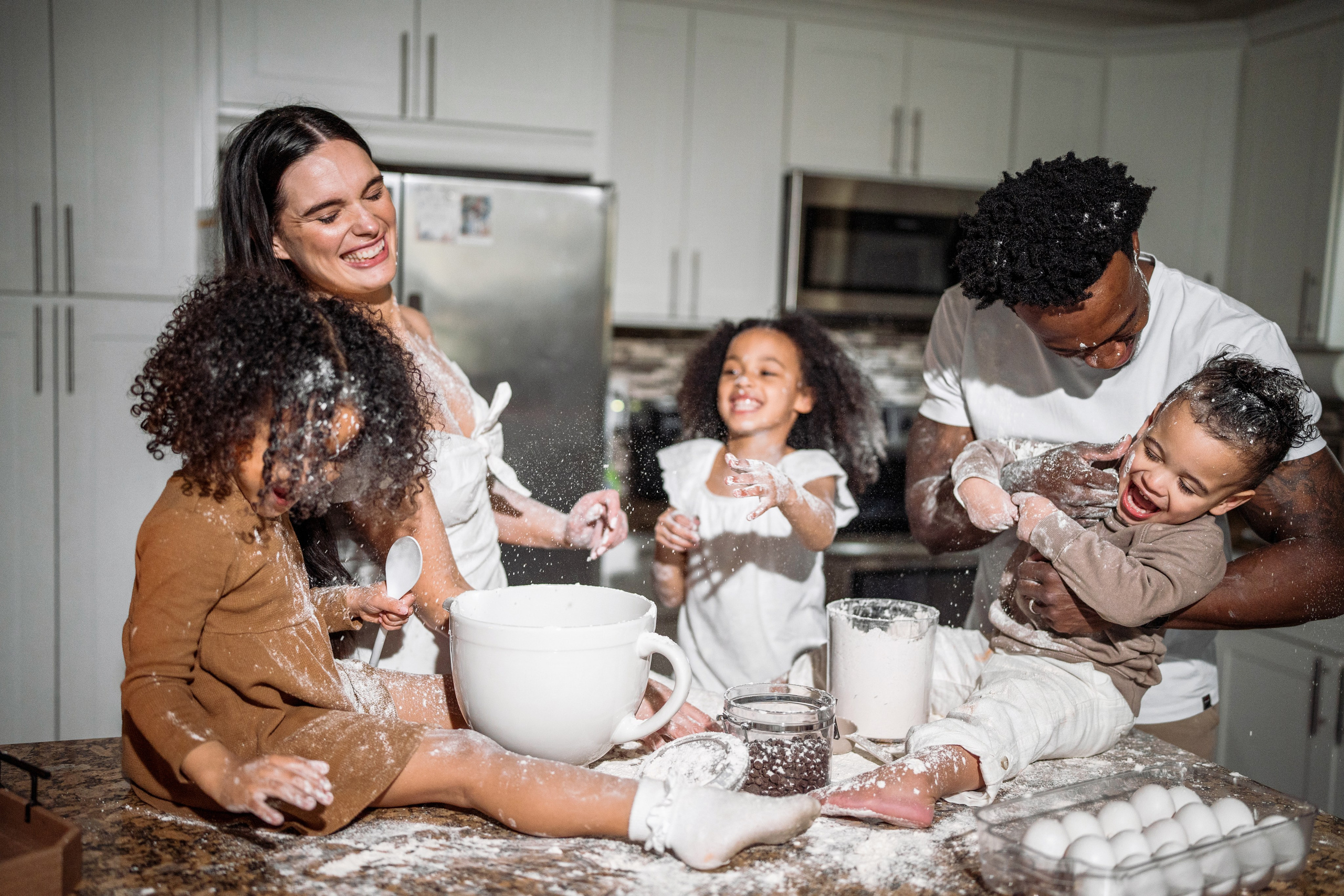 Stephanie, Lamar and kids at home. Wedding and family photographer and videographer PA, NJ, NY, DE, MD