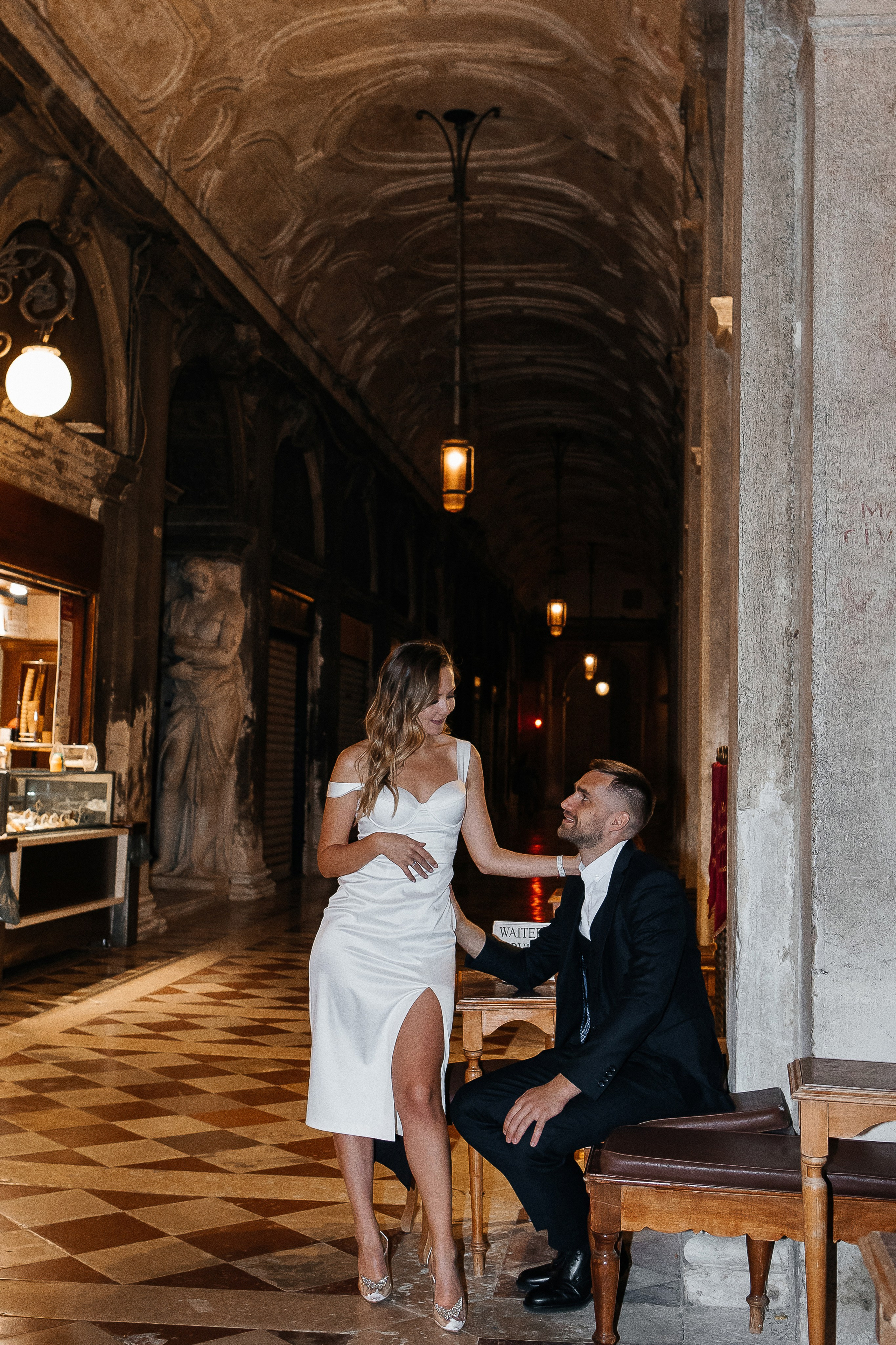 Love story in night Venice