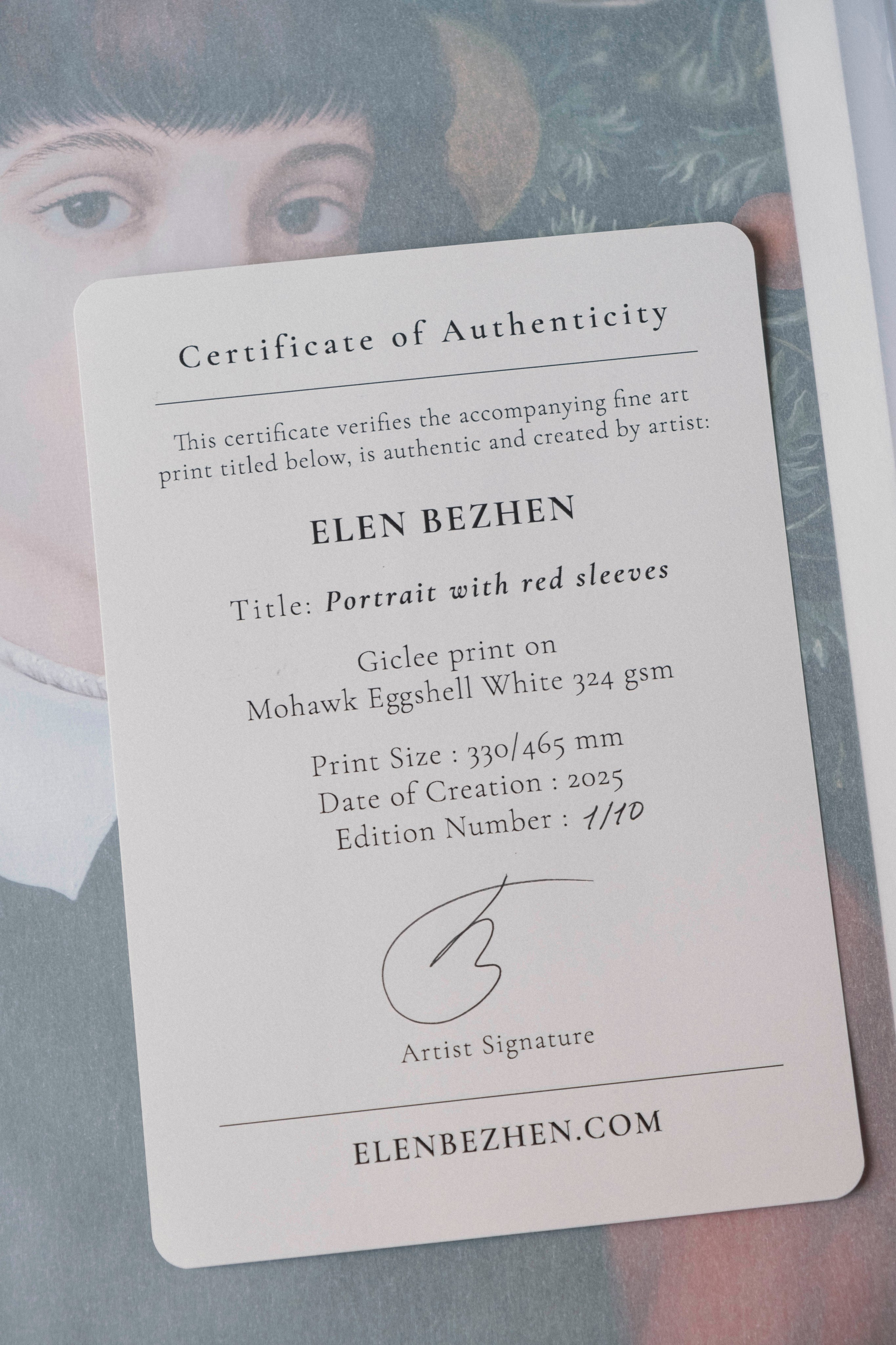 Portrait with red sleeves. ELEN BEZHEN