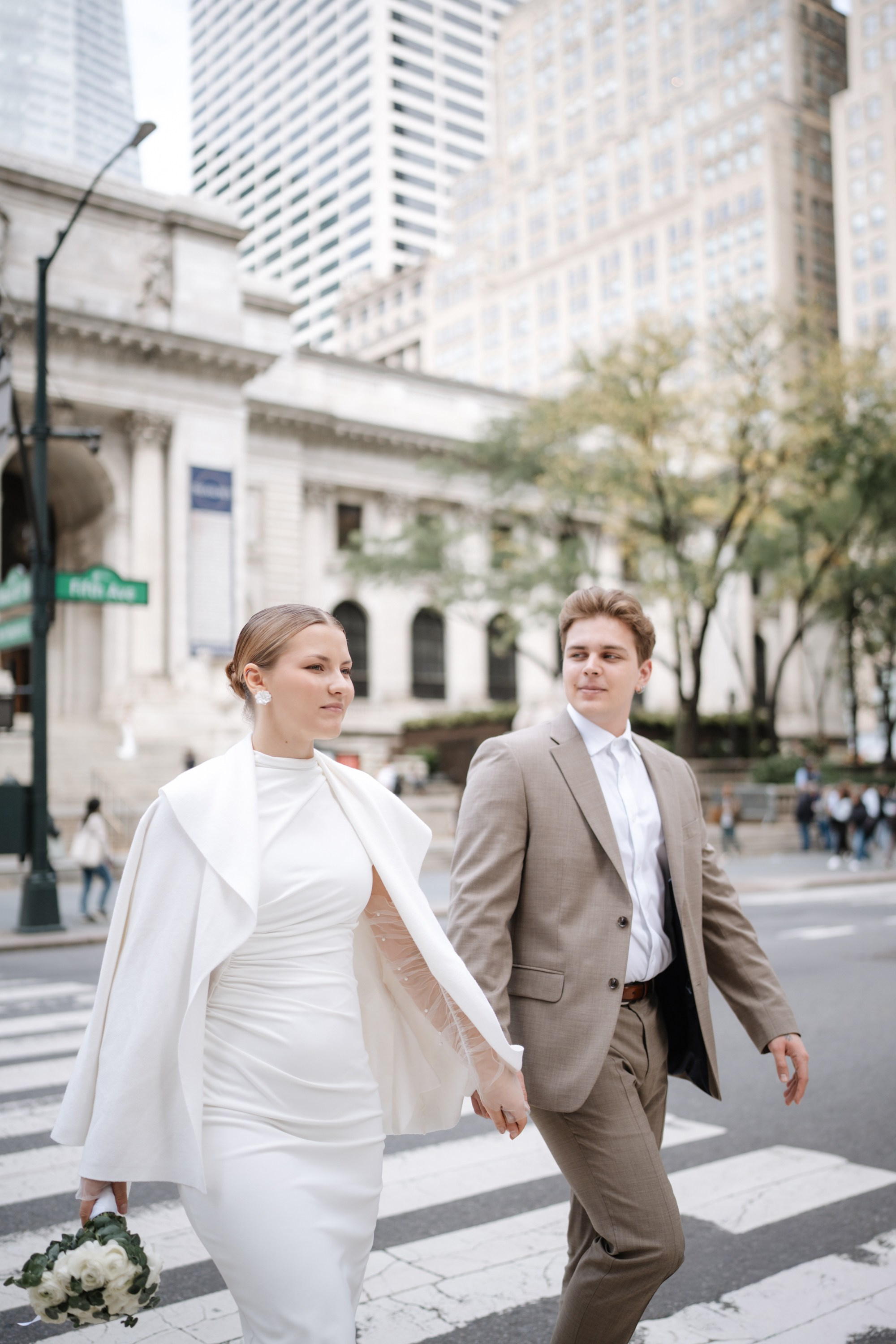Wedding photo session at the Public Library NY. Portrait and wedding photographer in New York