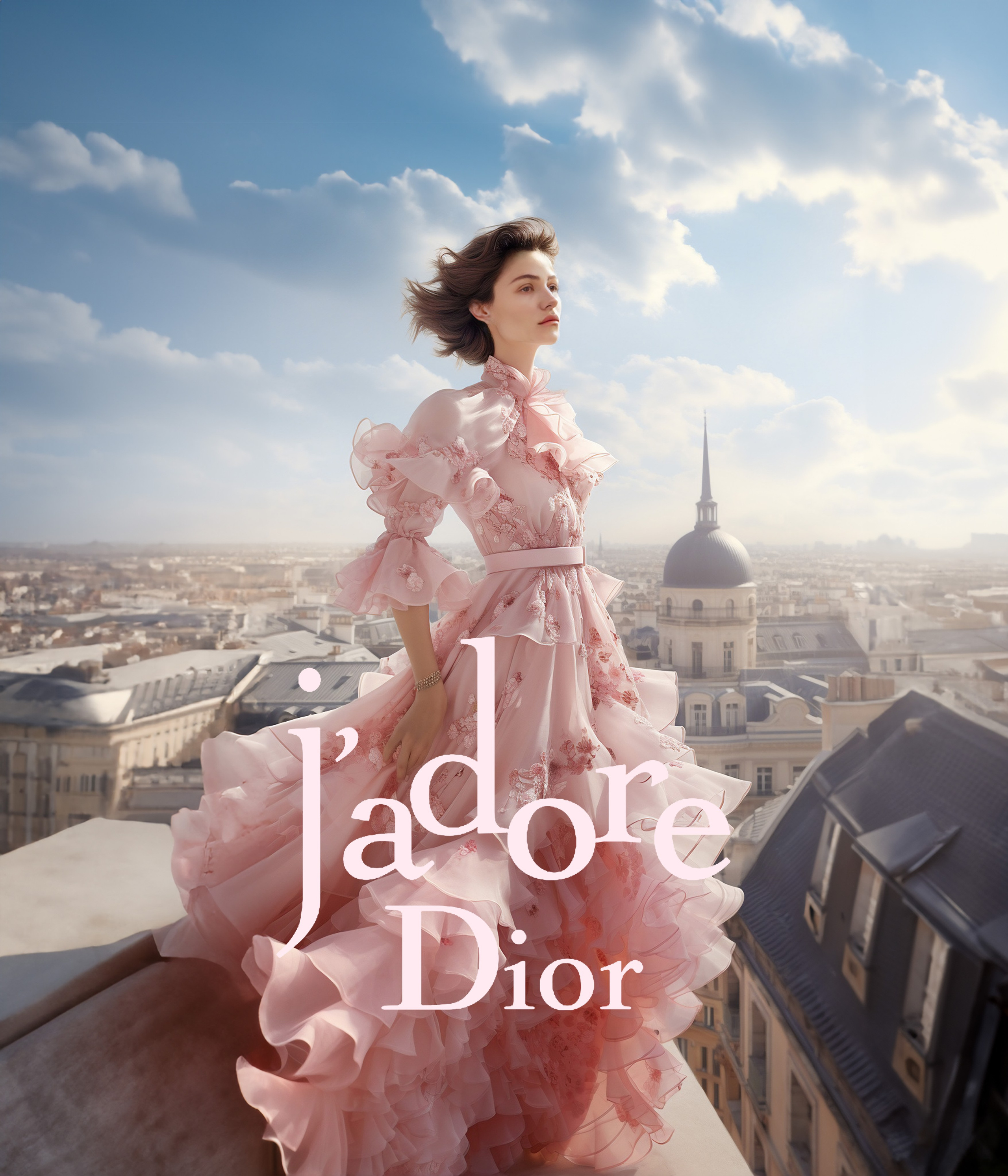 Parisian Dream — Haute Couture Rooftop Editorial AI Hybrid shooting. 
