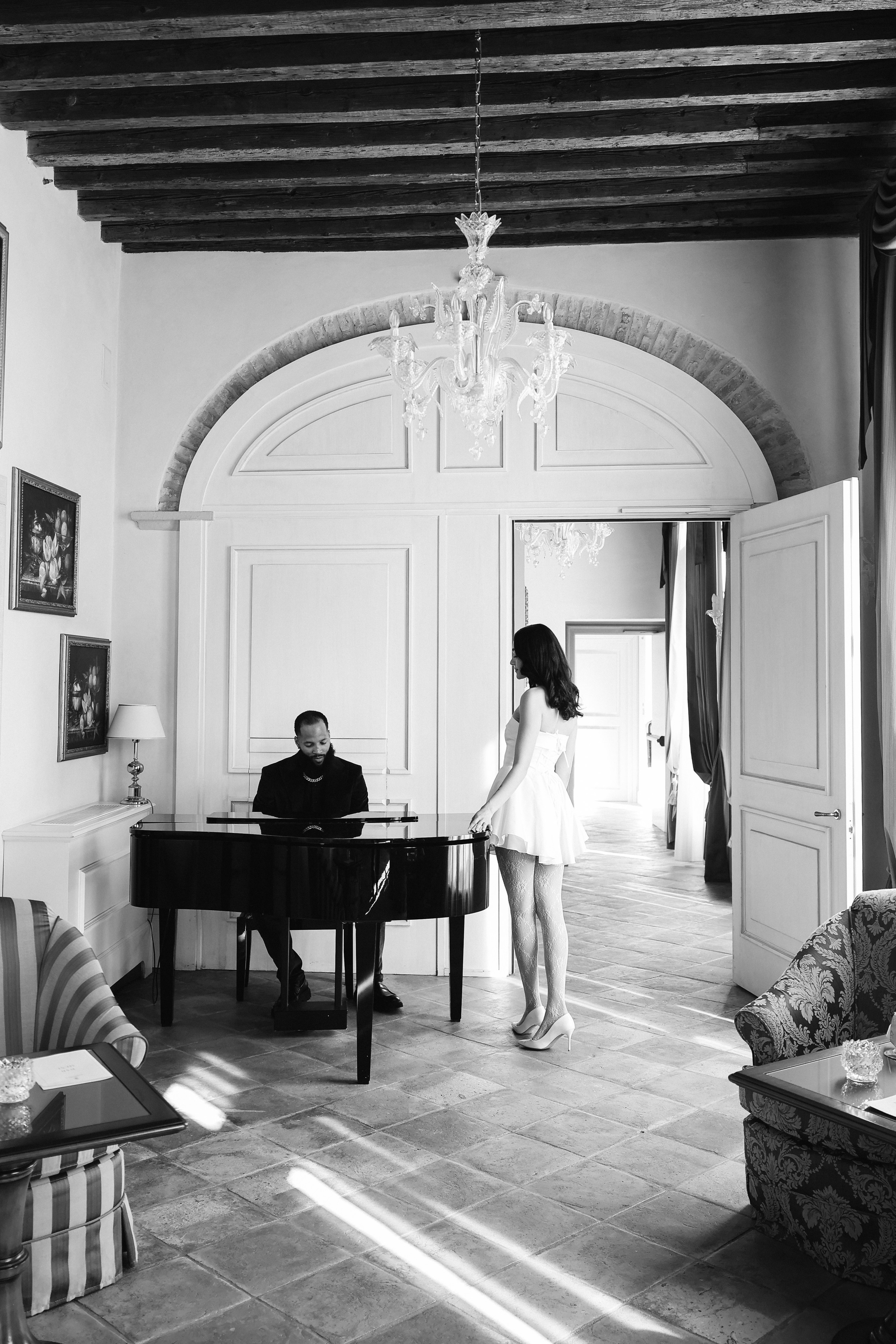 Destination wedding in Italy with elegant bride and groom