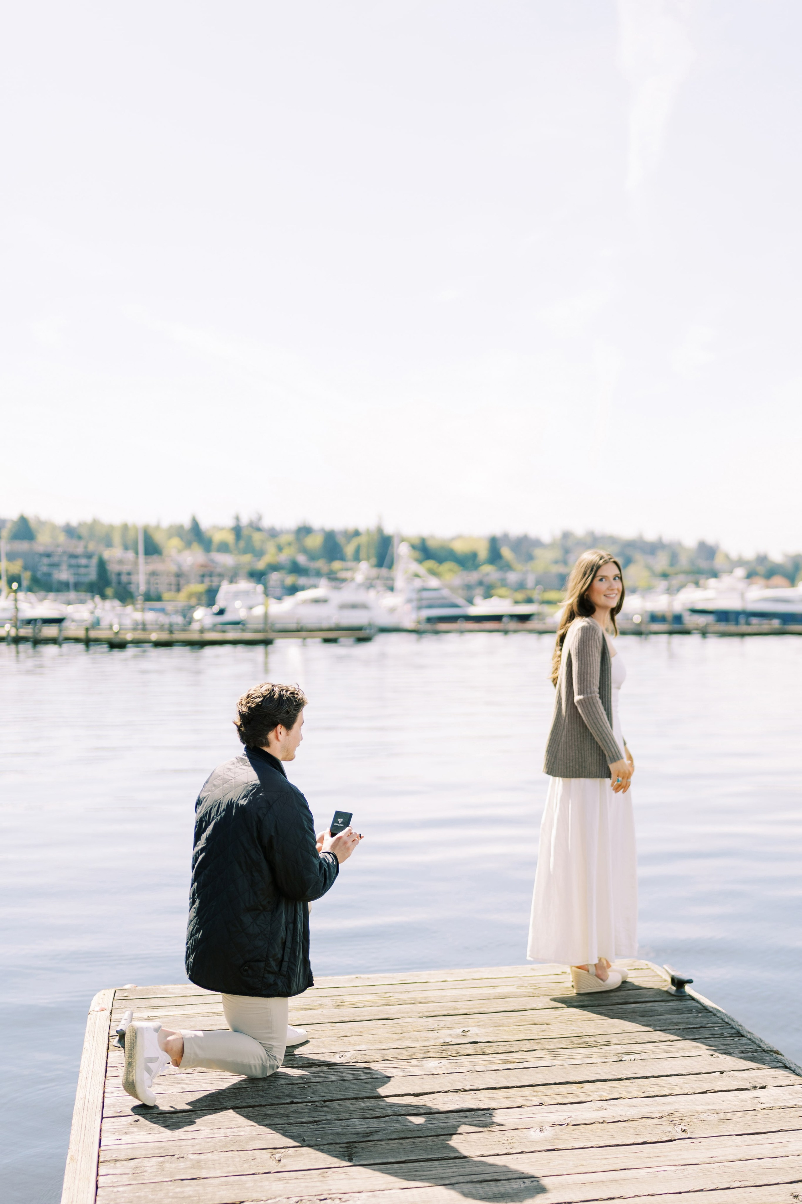 Engagement photo shoot Jake & Caroline / May 2024. Marina Park|Kirkland, WA. EVAN ARISTOV WEDDING PHOTOGRAPHY — Seattle Wedding Photographer