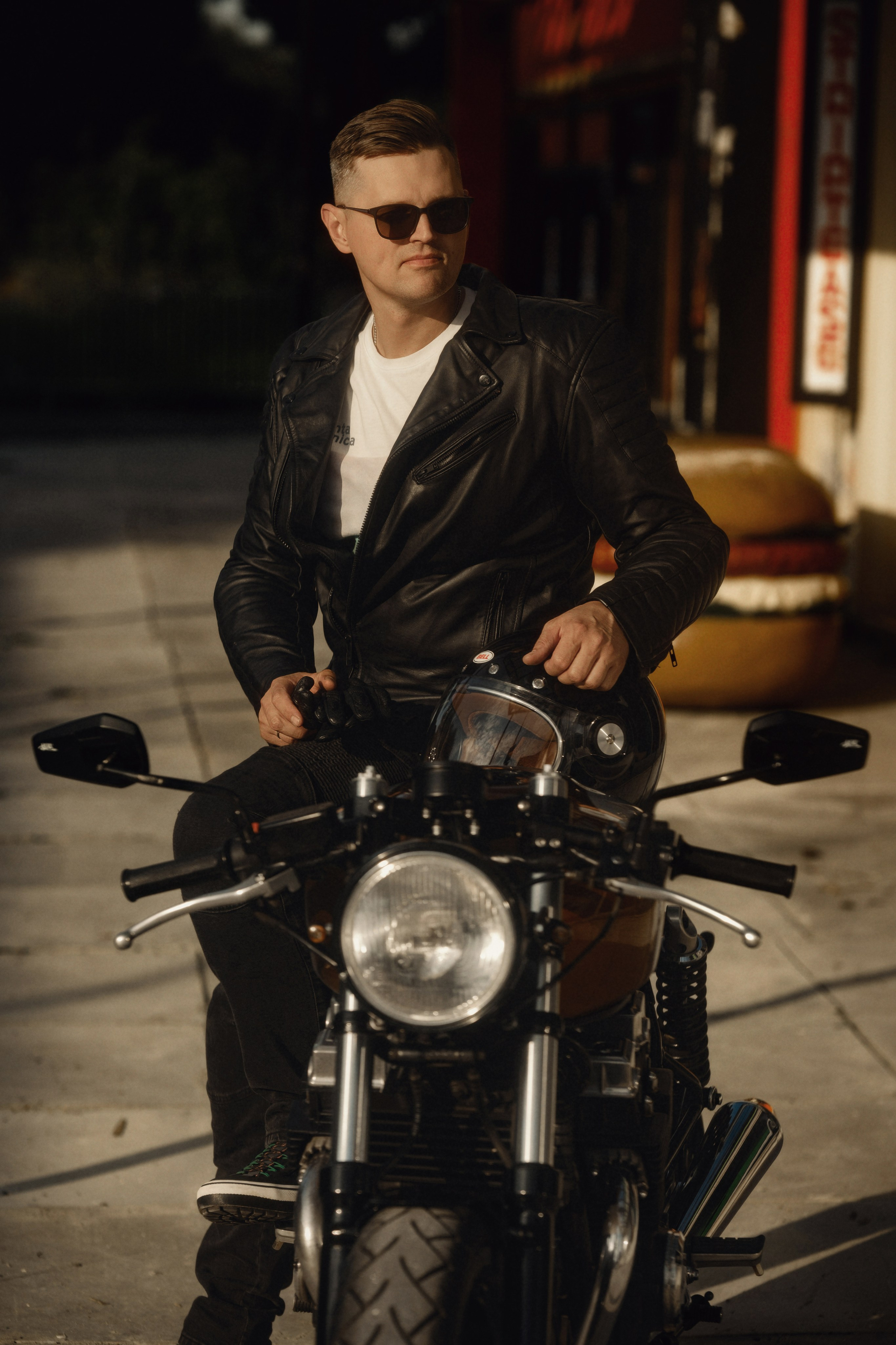 Café Racer Style Photography — Brutal Man & Custom Bike