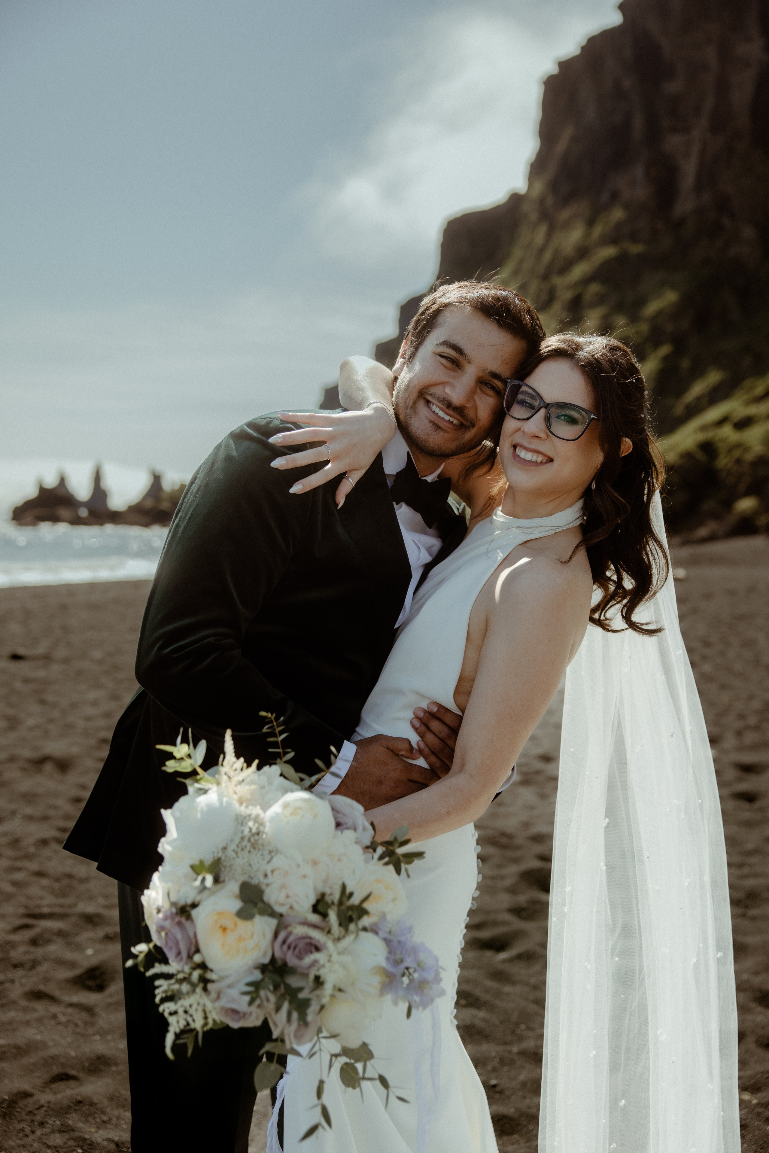Iceland elopement at endless black sand beach. Iceland elopement photographer & videographer
