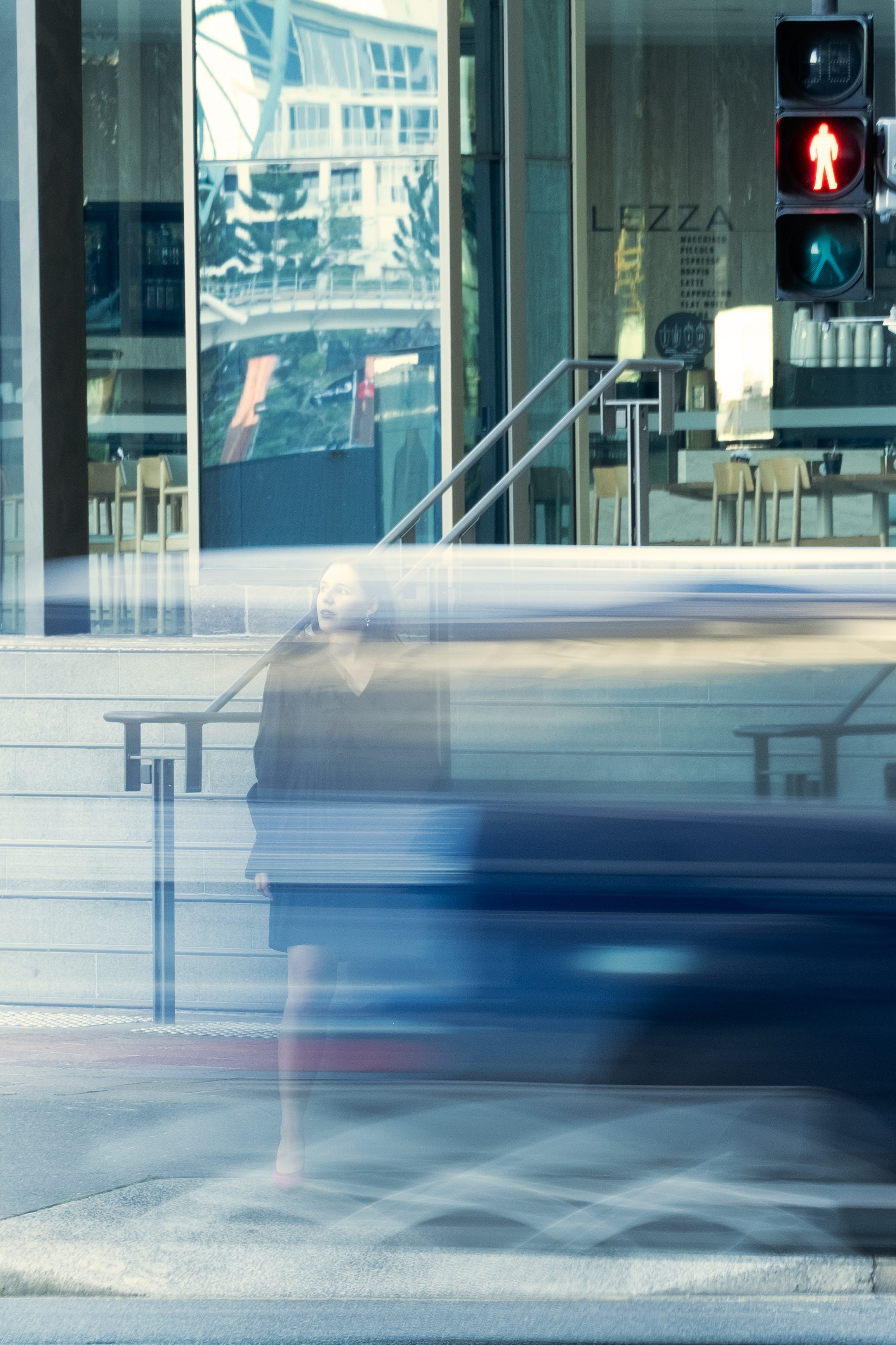 Modern lifestyle photography with stylish urban background.