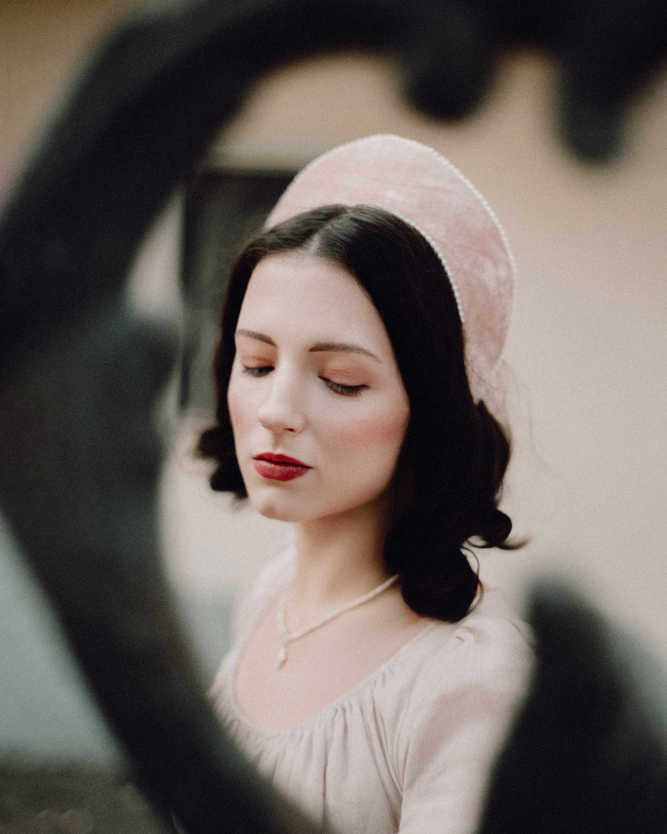 Slavic folklore shoot in traditional headwear and white dress. Moth & Moss Photography