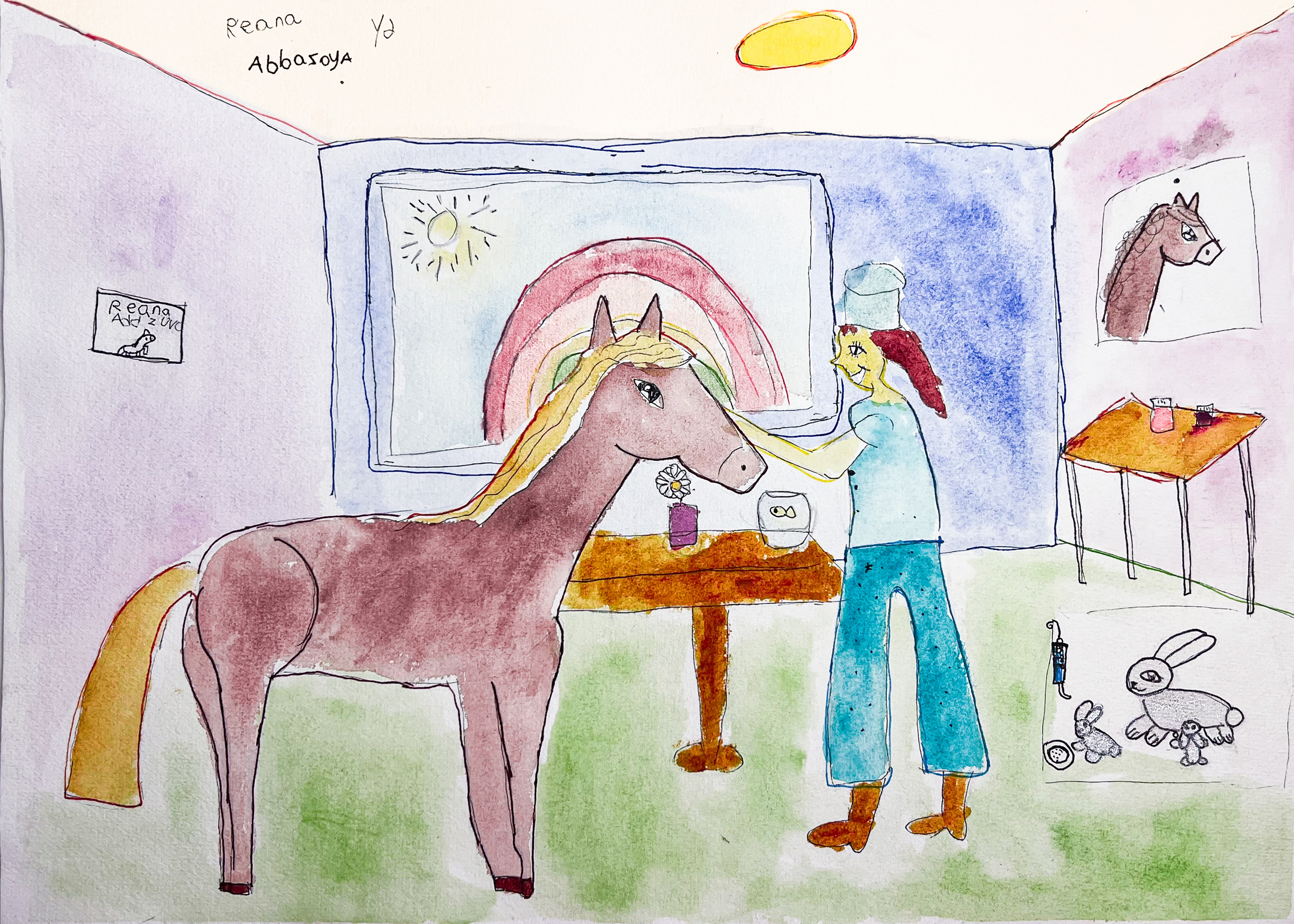 Reana Abbazova. 7 years. "Vet doctor". Artwork for the PlayArtUAE contest on the topic of favorite professions. January. 2023                                                          Реана Аббазова . 7 лет. "Ветеринар". Работа для конкурса PlayArtUAE на тему любимых профессий. Январь.  2023 