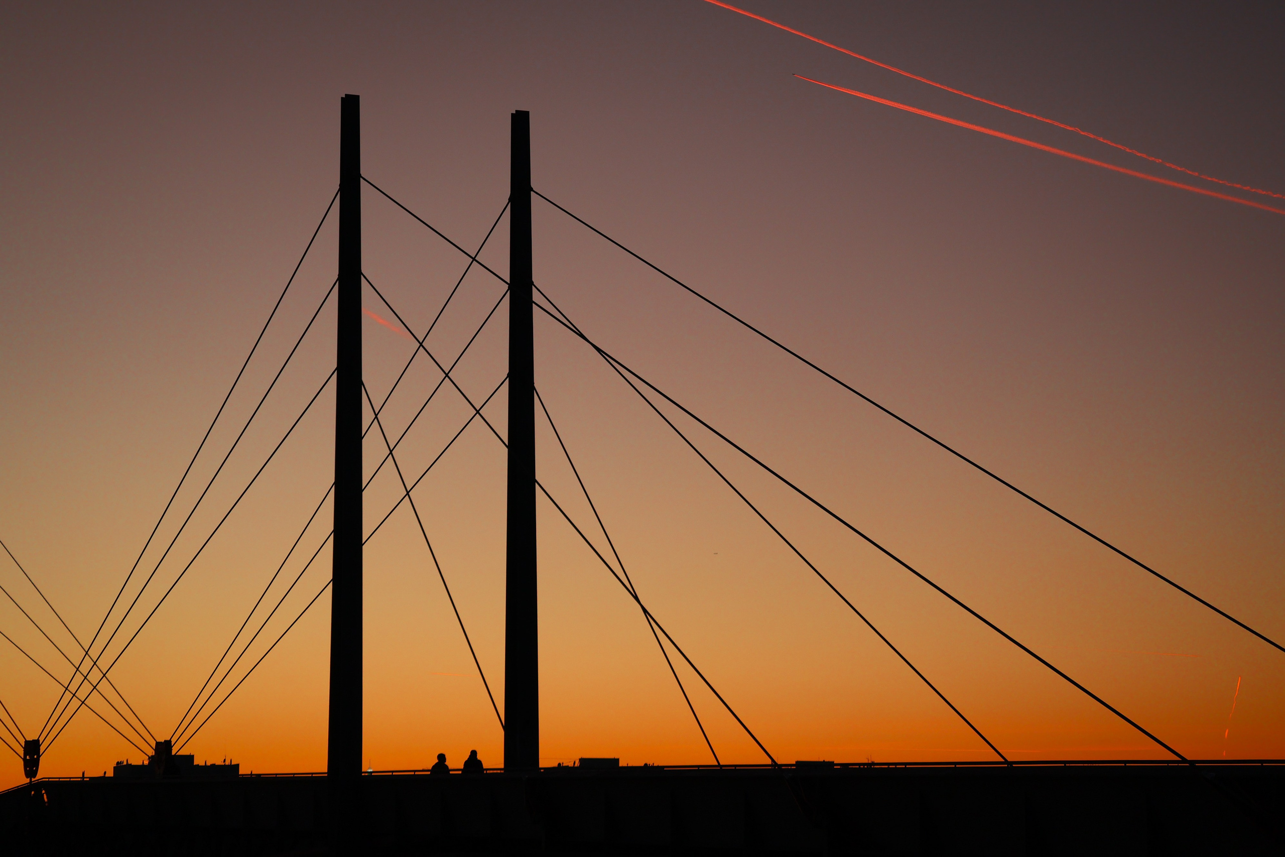 Sunset over a bridge in Vienna