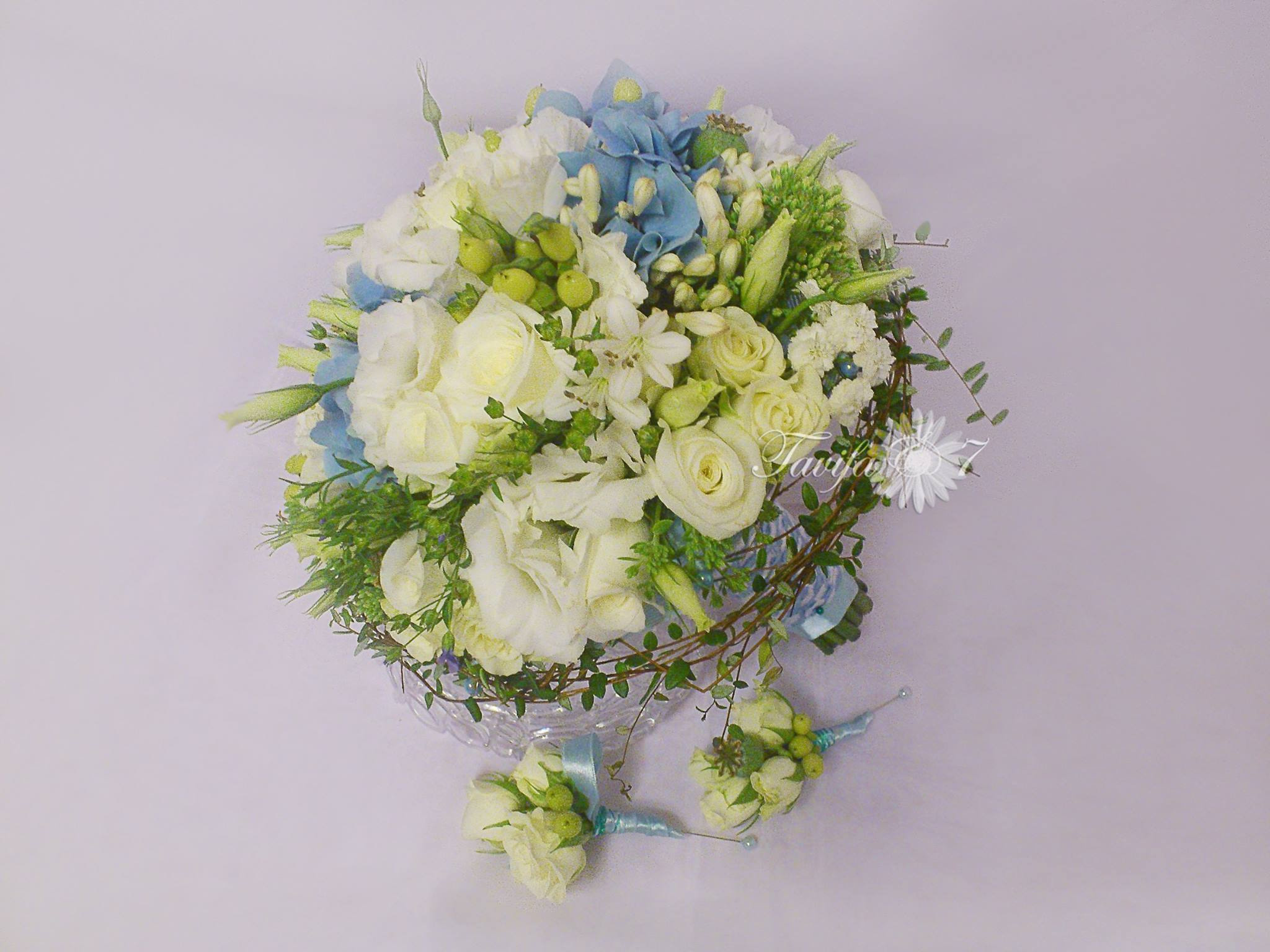 Līgavas pušķi zilos toņos. Event design, decoration, floristry, gift, Irina Novika, Riga, Latvia