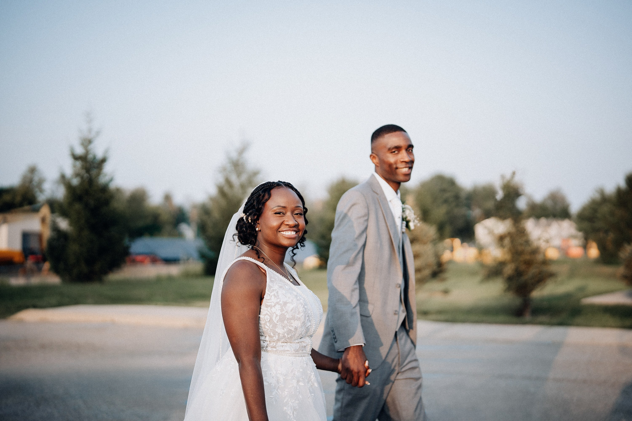 Happy bride and groom. Portrait and wedding photographer in New York