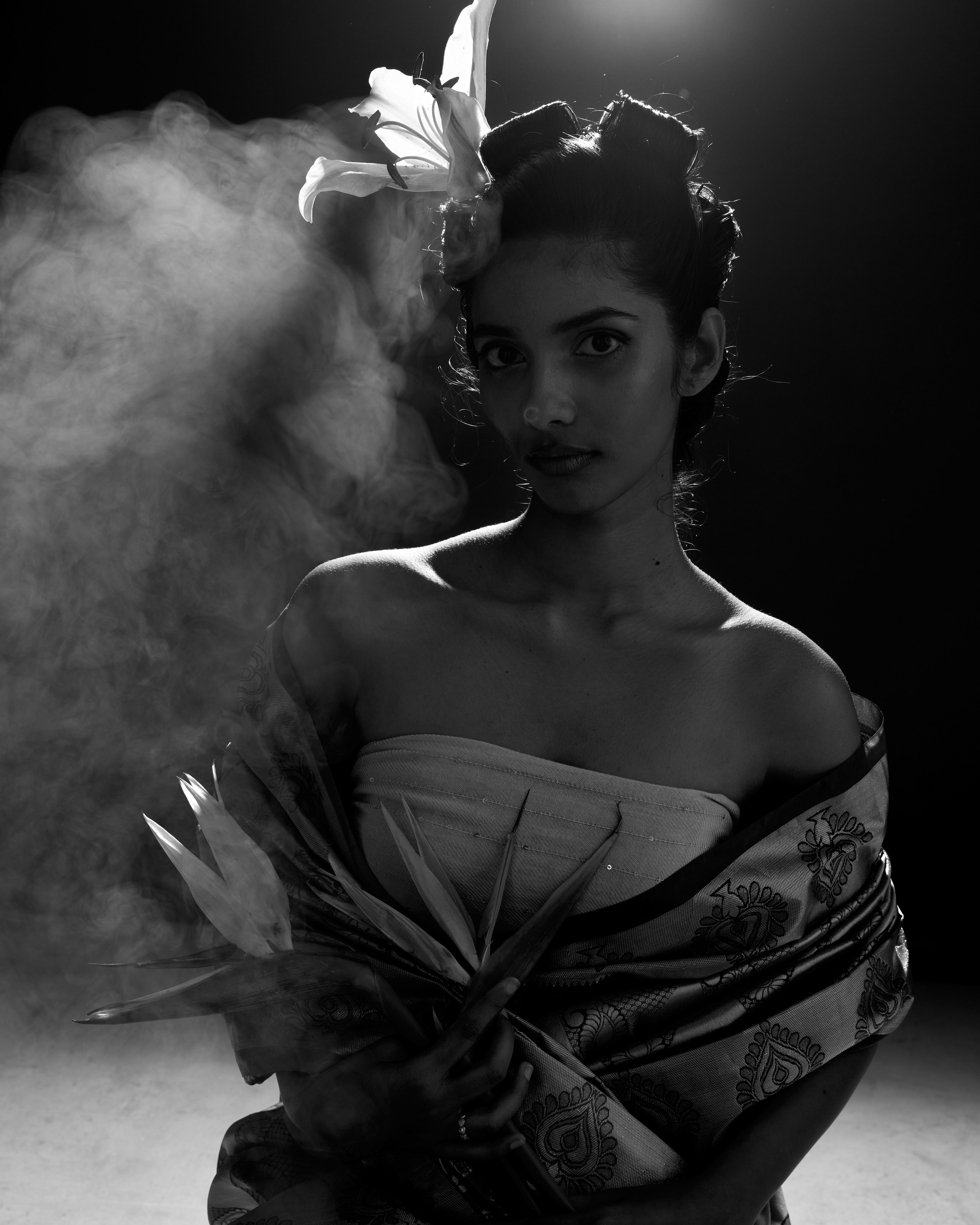 Black and White Saree Portrait in Chennai