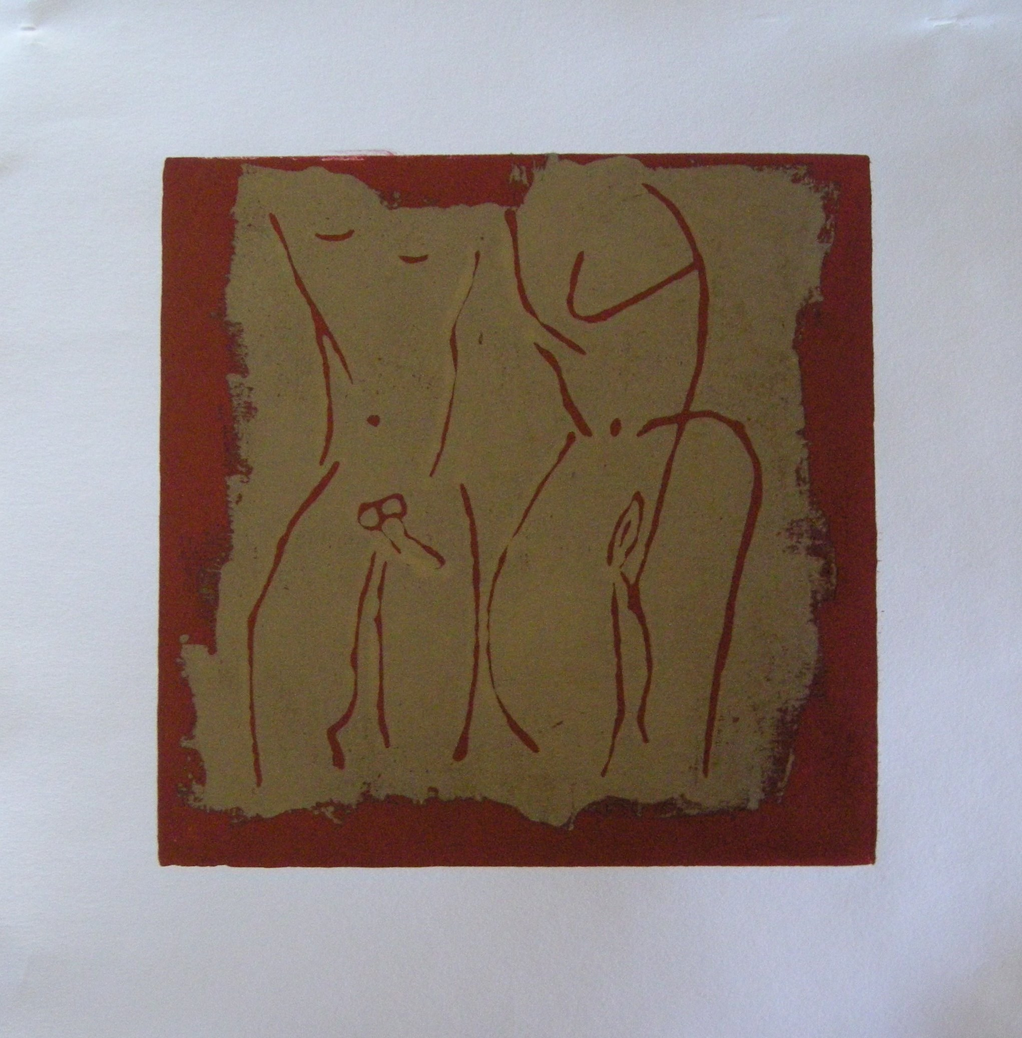 Akt rot-gold 2025 - 20x20 auf Papier 30x30