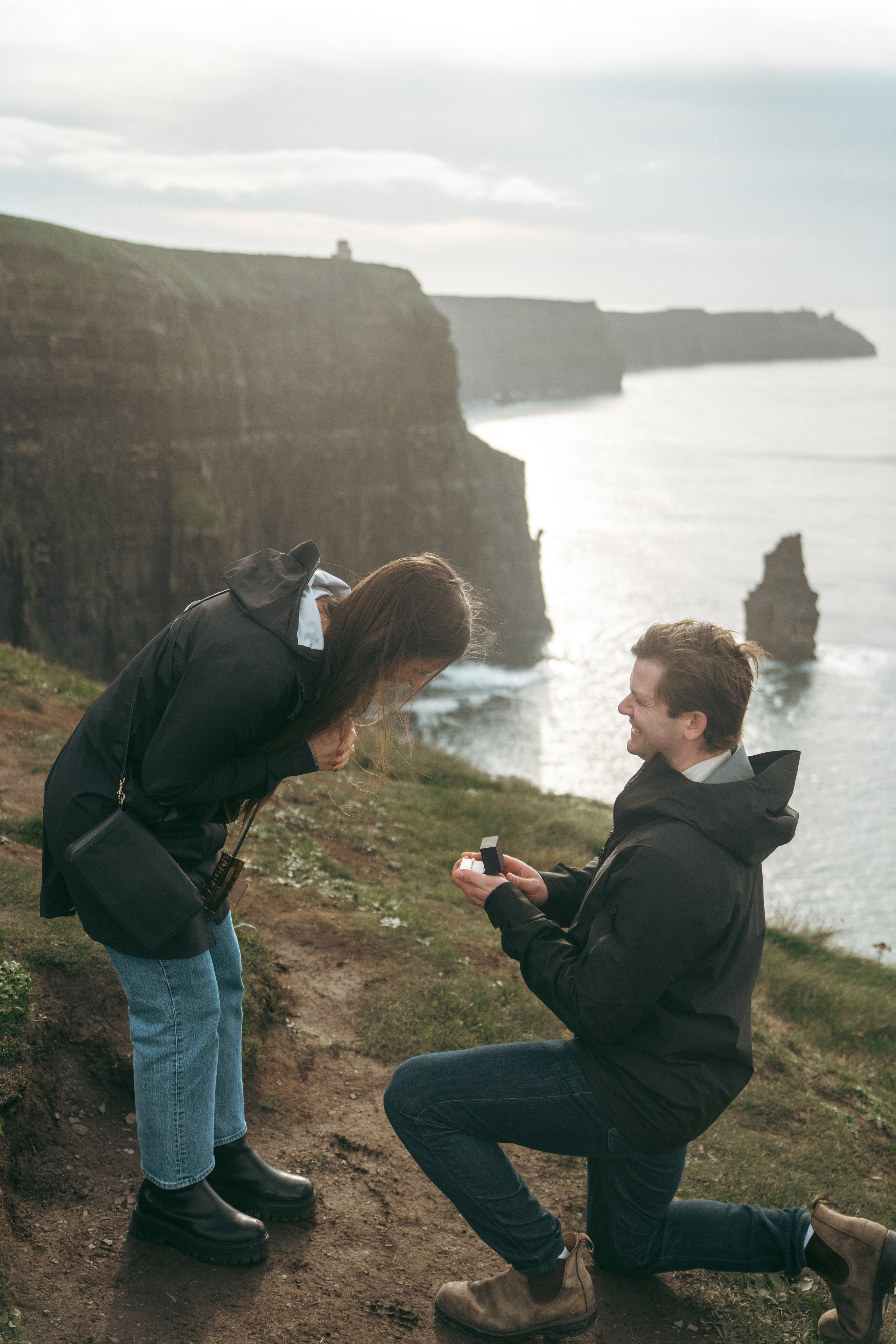 Proposal at Cliffs Moher. Wedding and family photographer Ireland