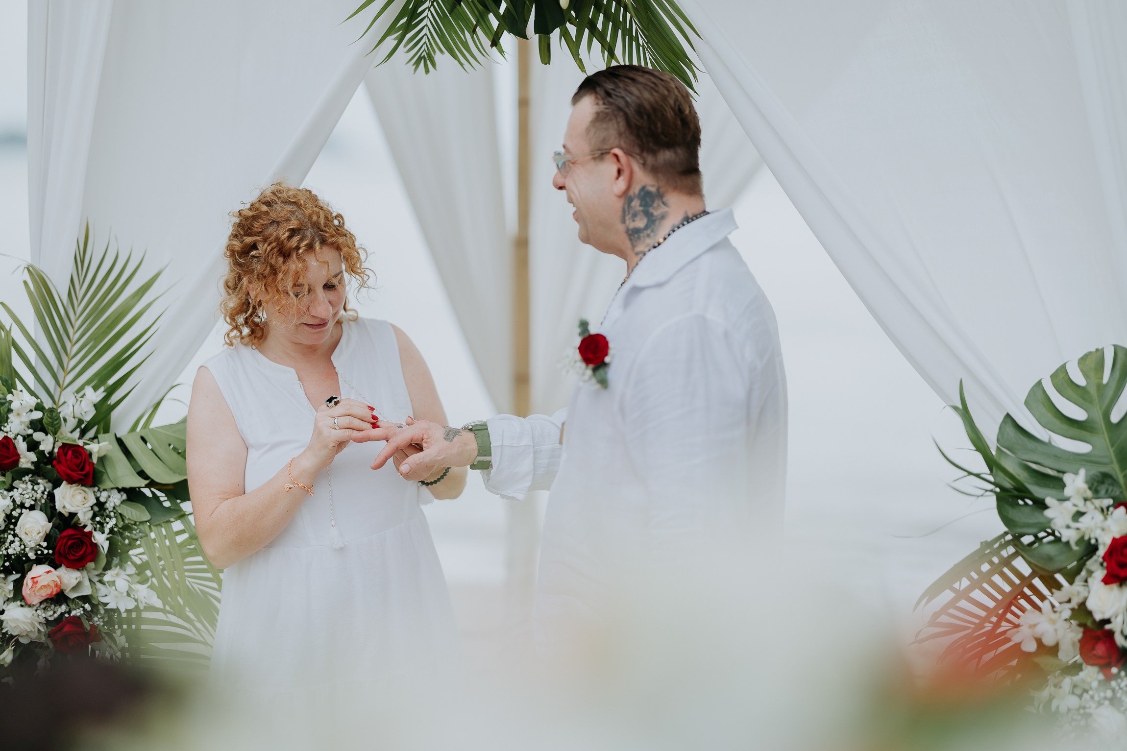 Simone & Matthias Peter. Buddhist blessing wedding Ceremony on Koh Samui, Thailand
