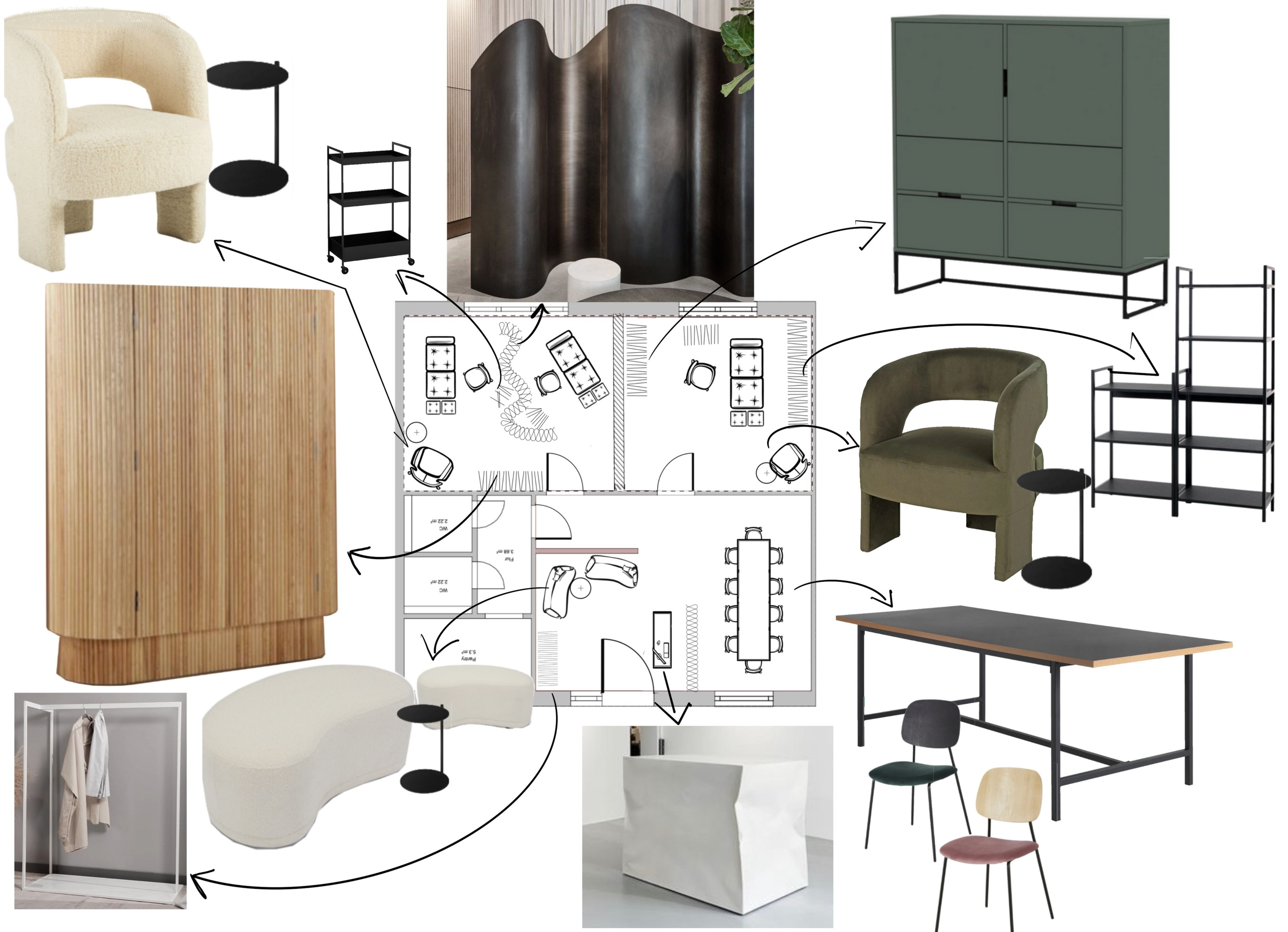 Collagen und Skizzen. Valeria Riazantseva. Interior Designerin und Dekorateurin