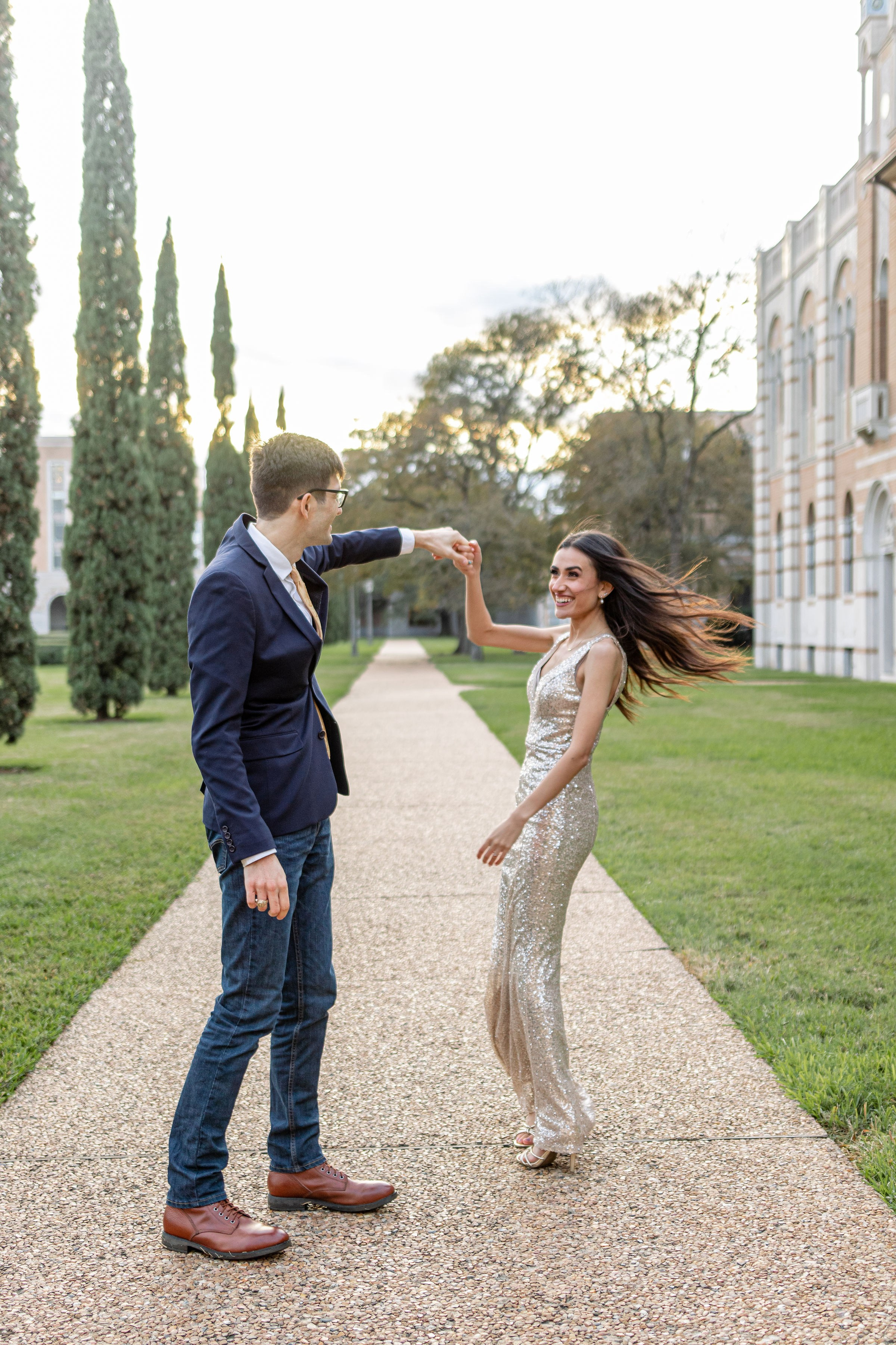 Nikkie and Sebastian's engagement photoshoot at Rice University