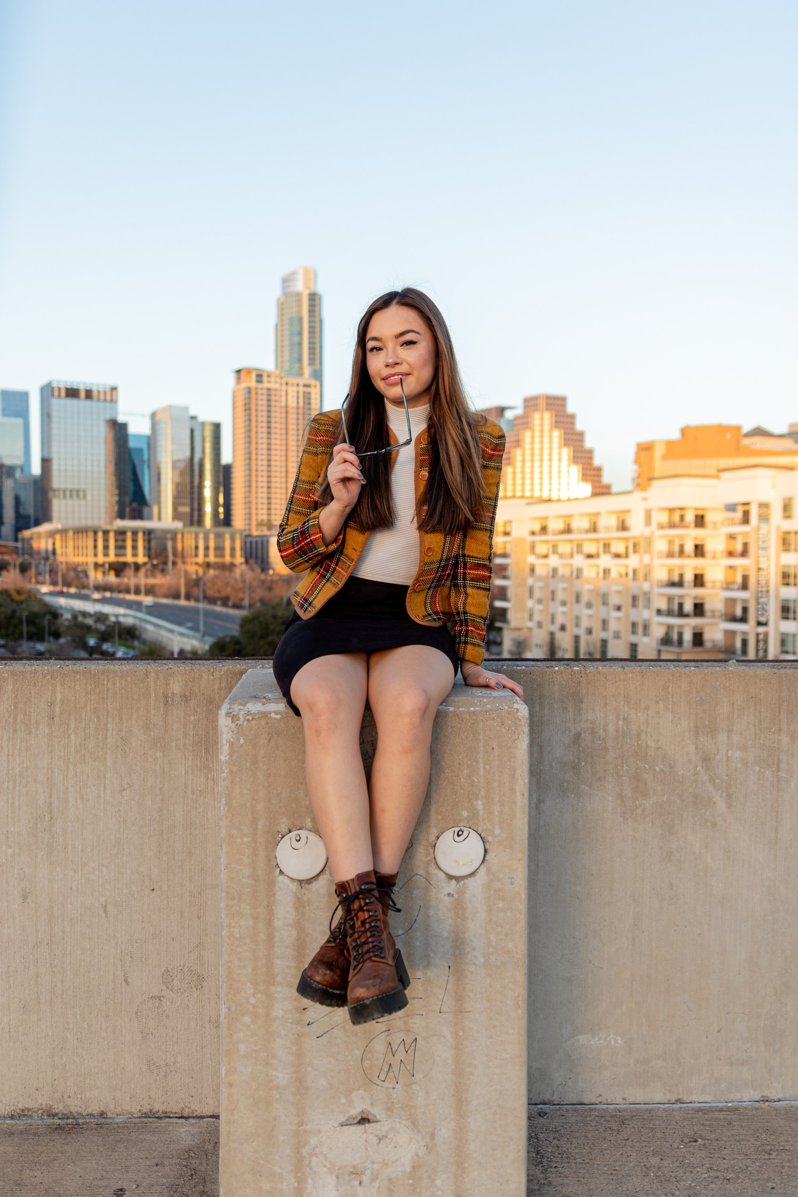 Anna’s photoshoot on a rooftop in downtown Austin