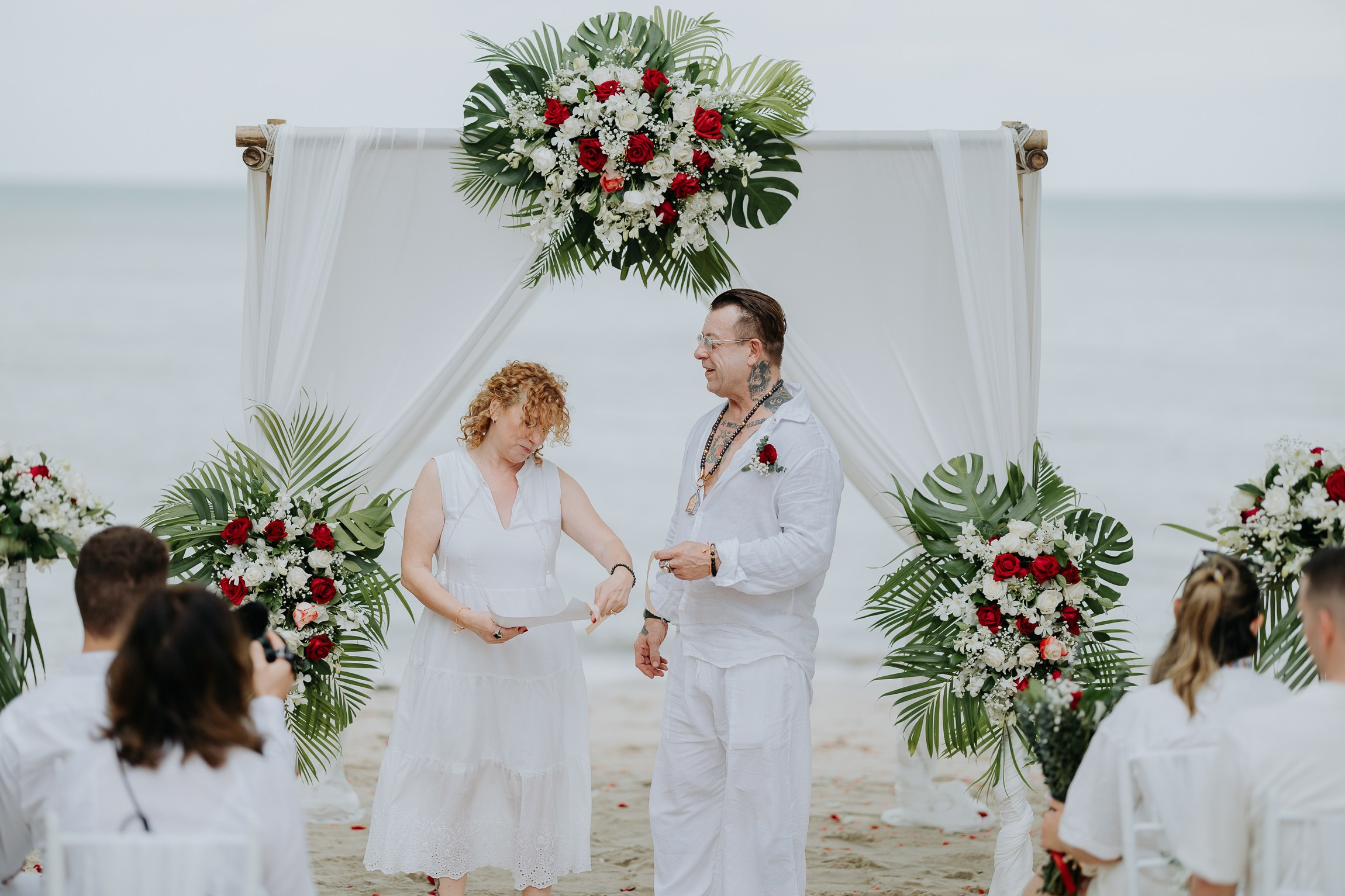 Simone & Matthias Peter. Buddhist blessing wedding Ceremony on Koh Samui, Thailand