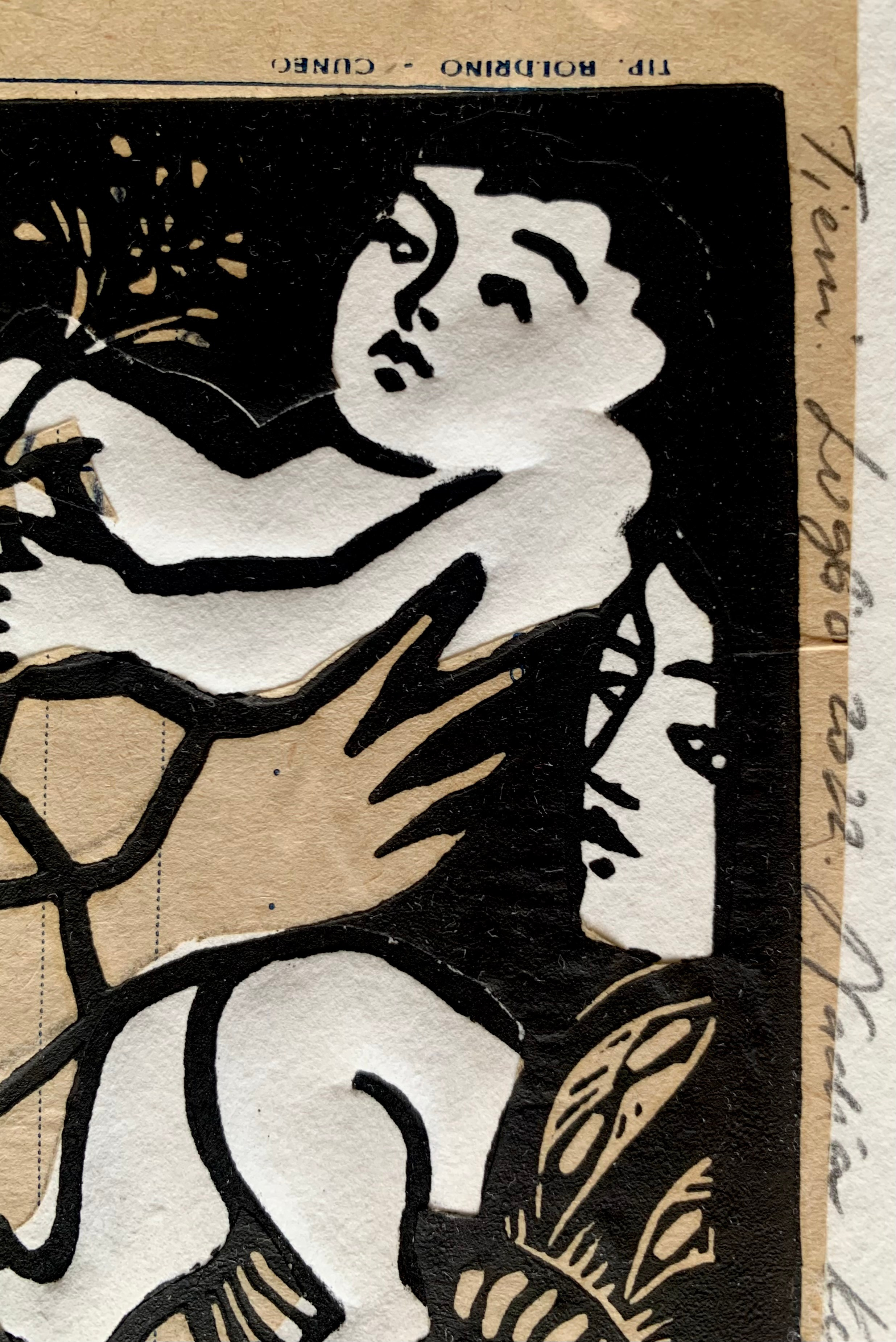 Small print, linocut, collage, baby, motherhood, mother and child, black and white, hand print, mother’s hands, loving hands, birth, new life, childhood, infanzia, bambino, maternity, madonna, infant