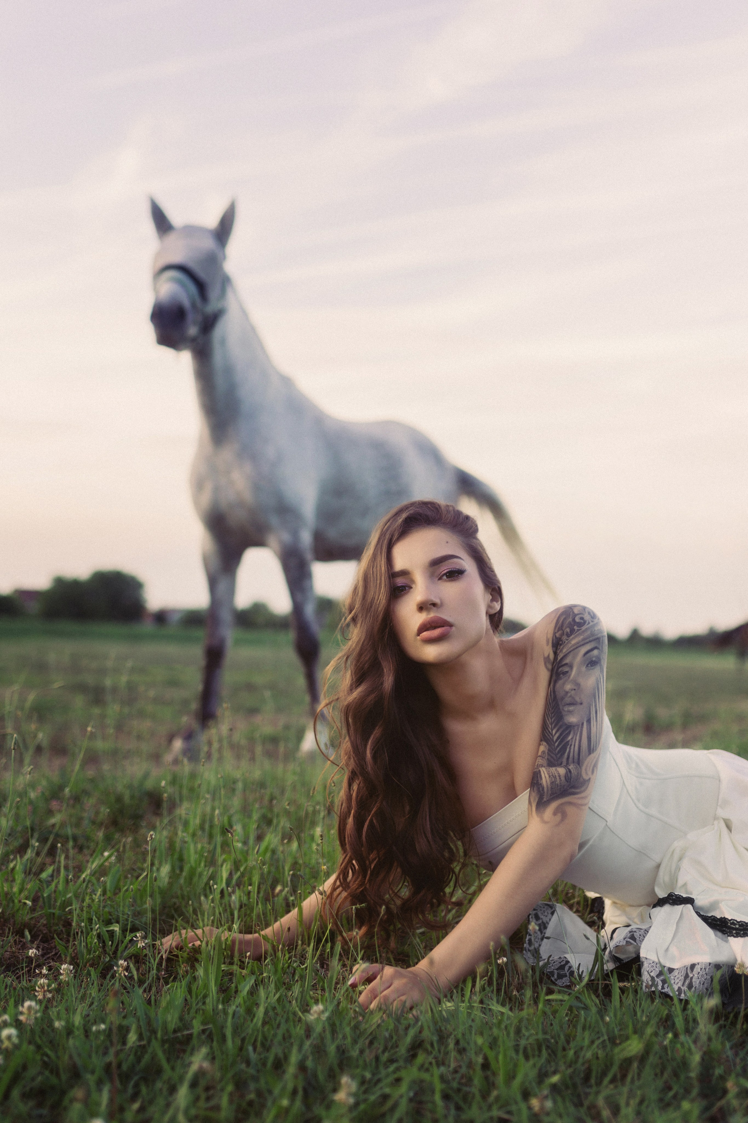 Creative outdoor portrait in Belgrade with natural light. Artistic portrait session in Belgrade location. Outdoor photoshoot in Serbia with soft evening light. Fantasy Fashion portrait in Belgrade