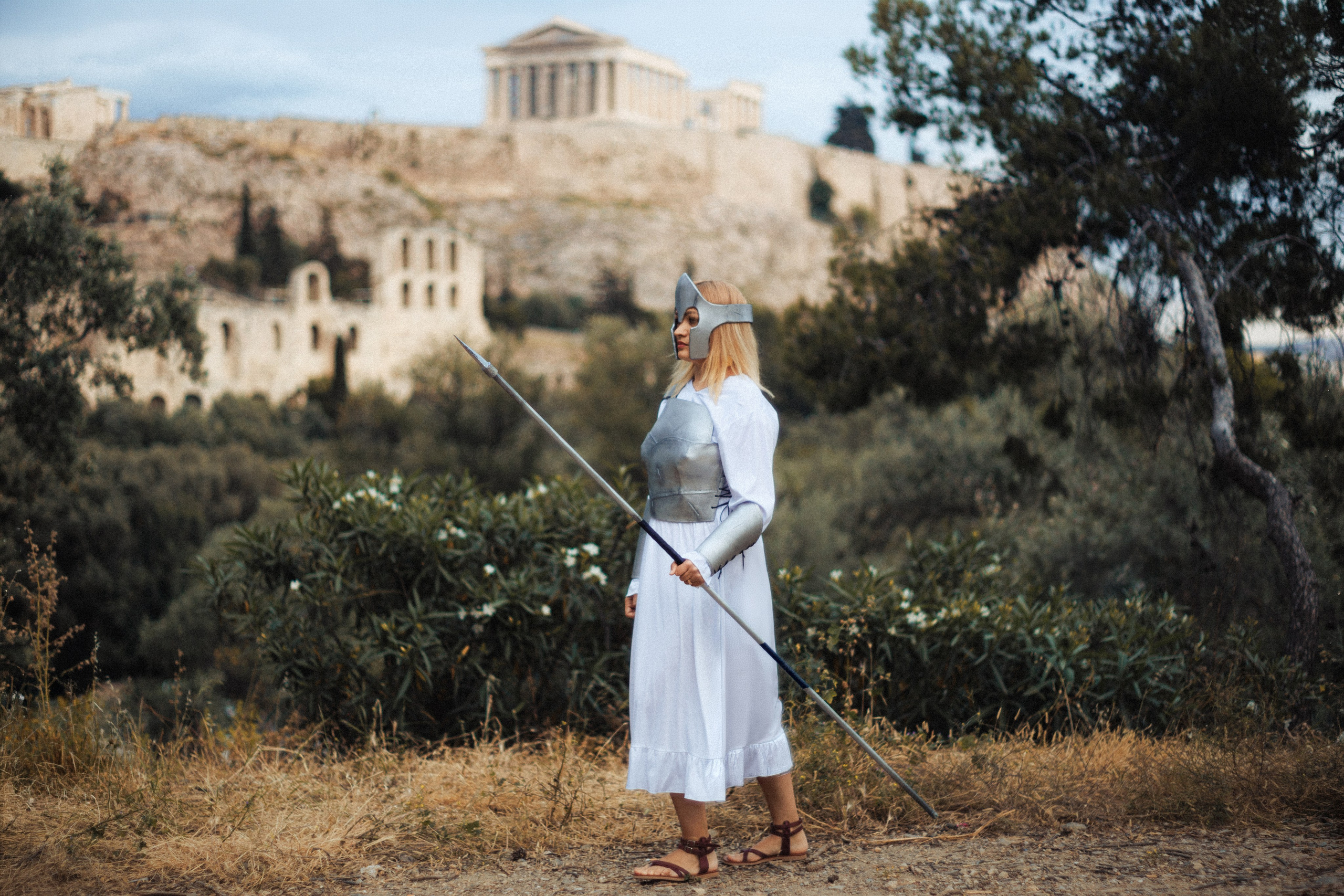 Ilona as Athena. Photographer in Greece Kristina