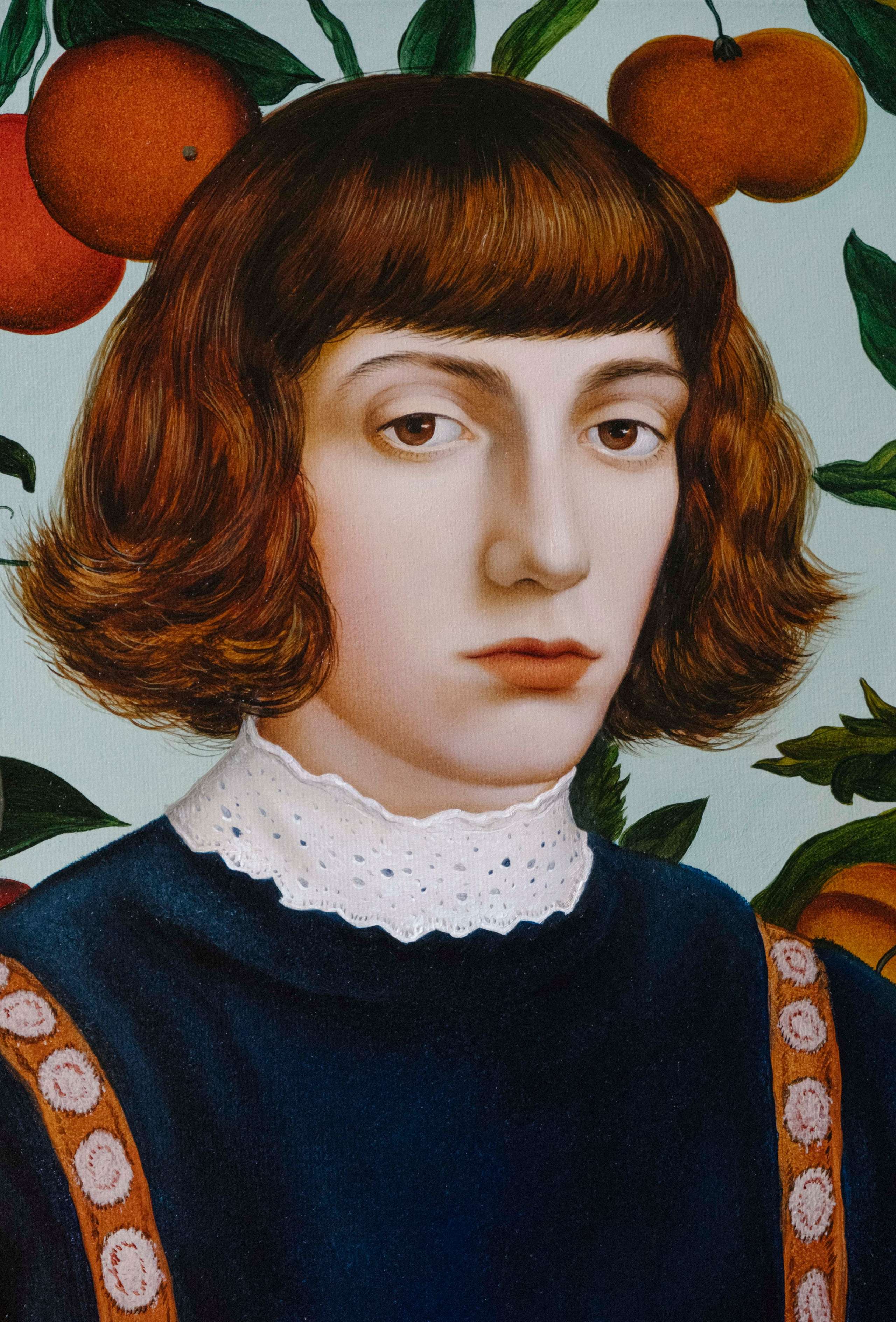 Portrait on a Turquoise background. ELEN BEZHEN