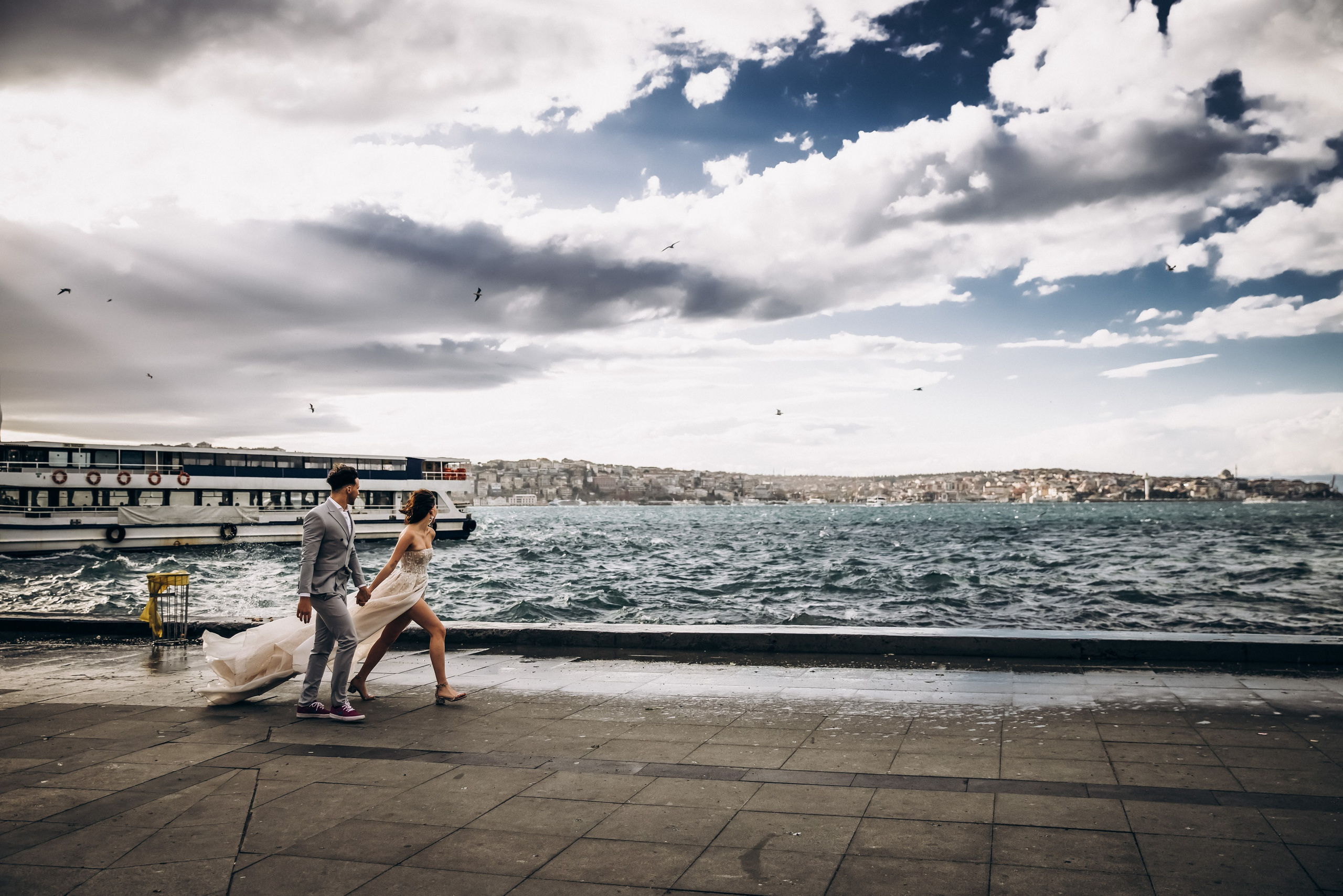 Destination wedding photoshoot in Istanbul – Bosphorus, Lake Como, Spain, Italy, French coast.