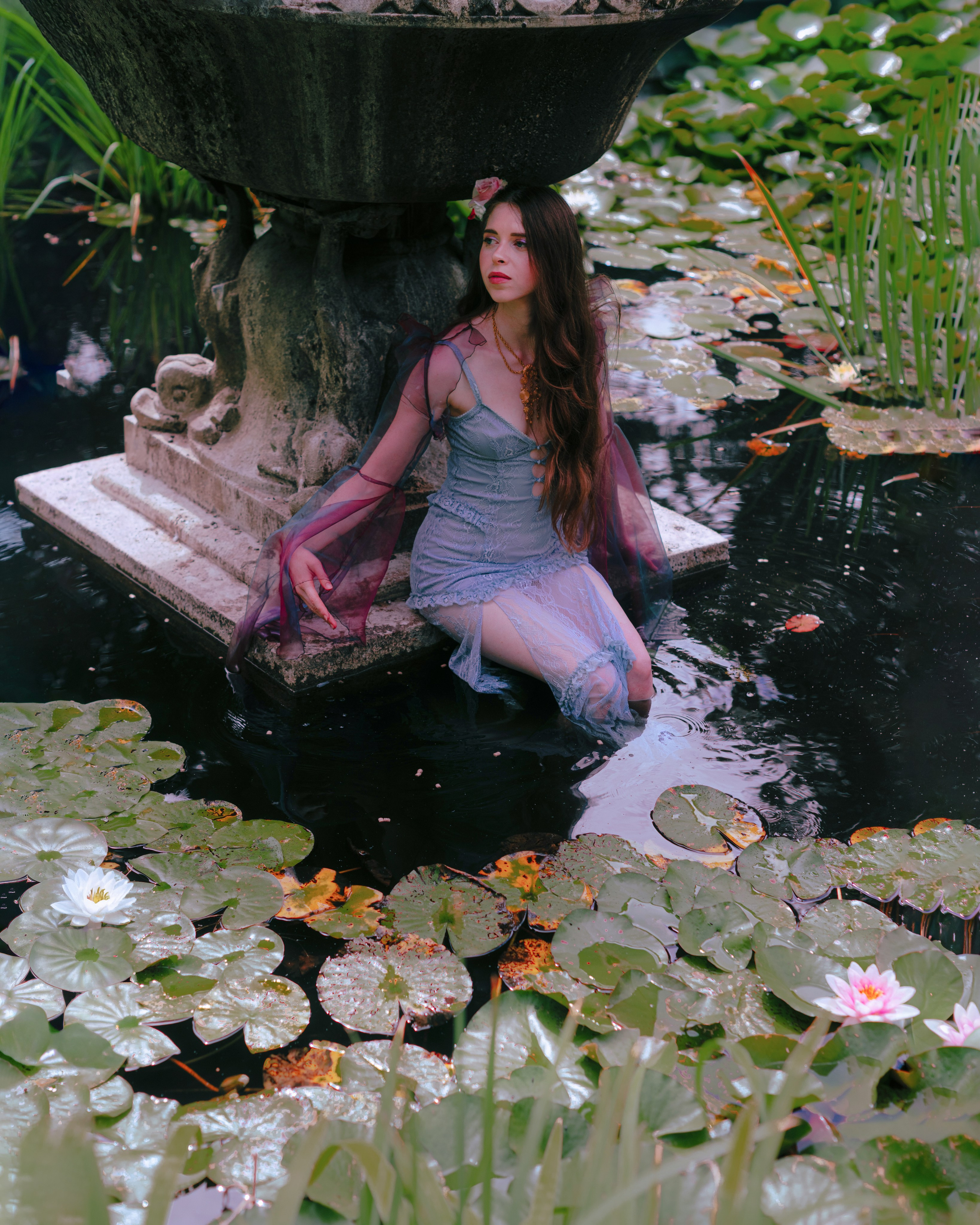 Fairy Photoshoot in a Lotus Pond. Moth & Moss Photography