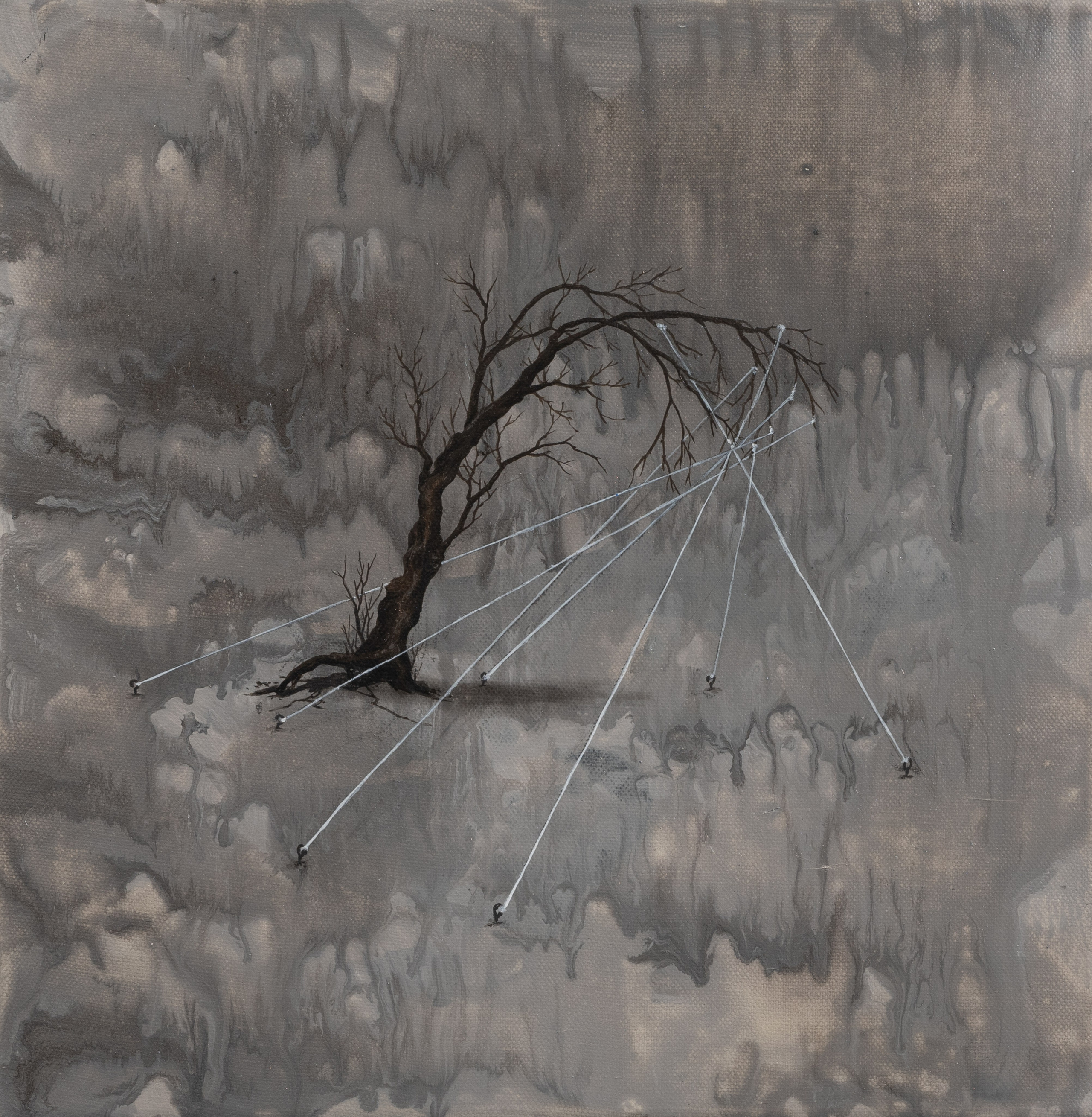 Scène.2023.30x30cm.Peinture à l’huile sur toile