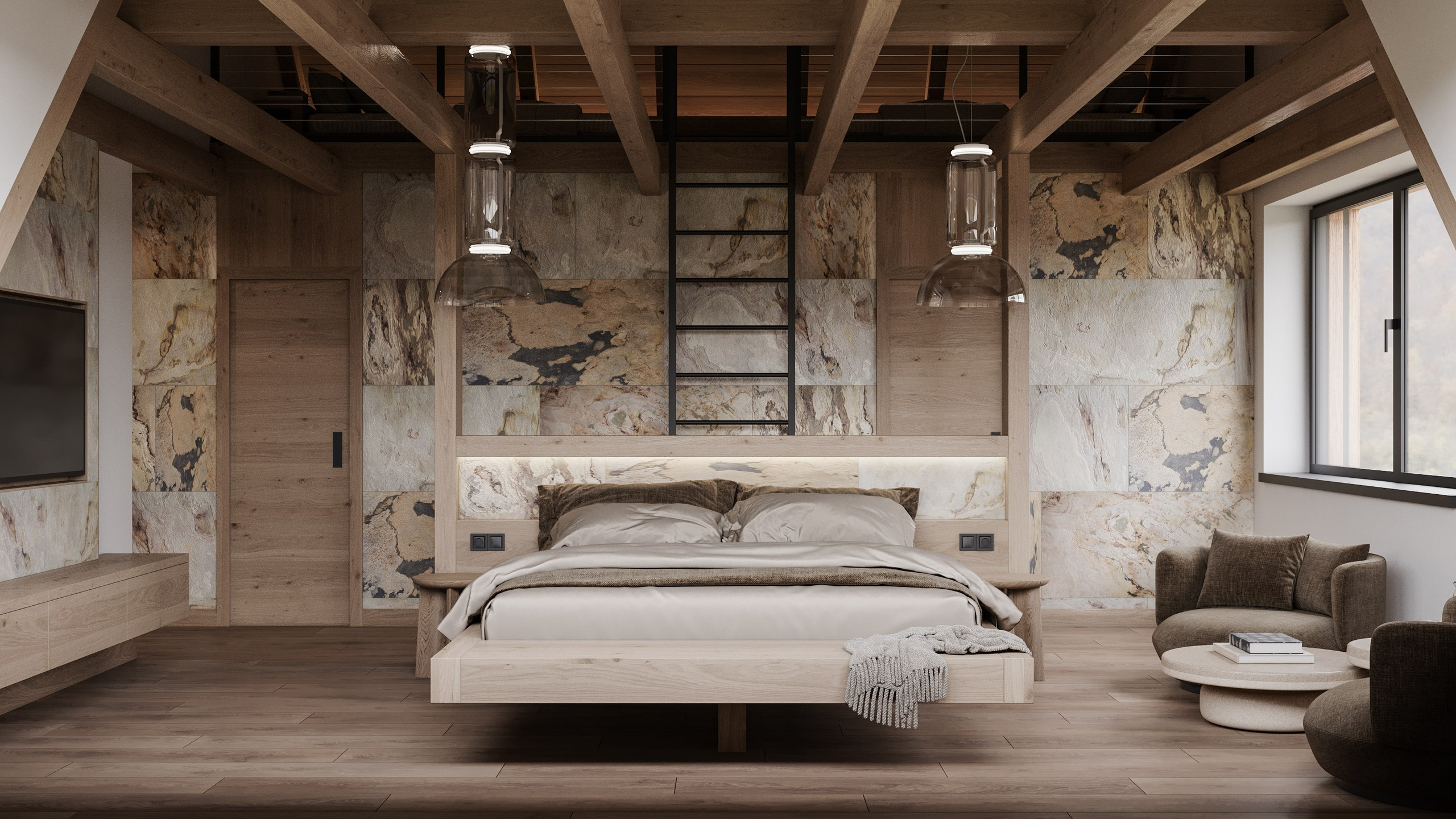 HOTELOVÝ POKOJ č.1 V HORSKÉ CHATĚ. Filipenka architects