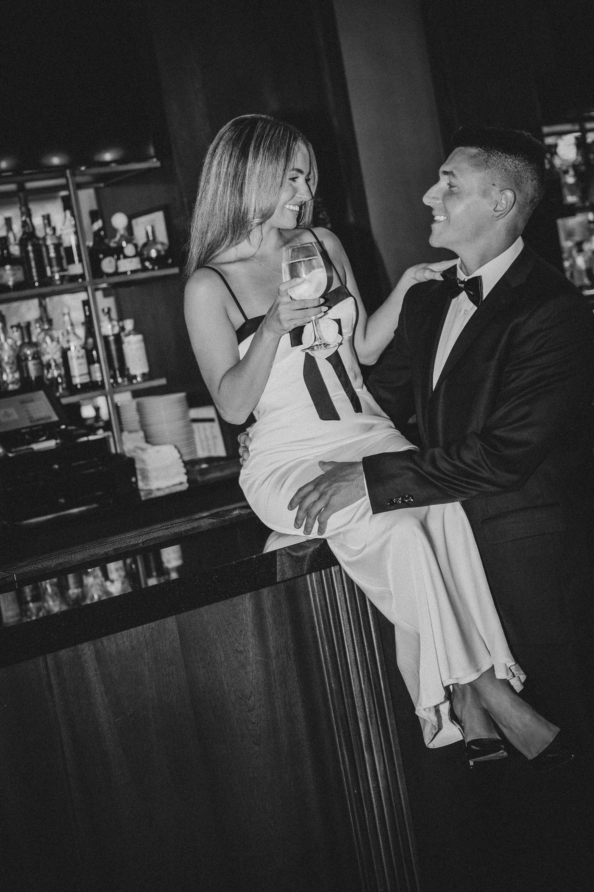 Engagement photo shoot at the hotel. Portrait and wedding photographer in New York