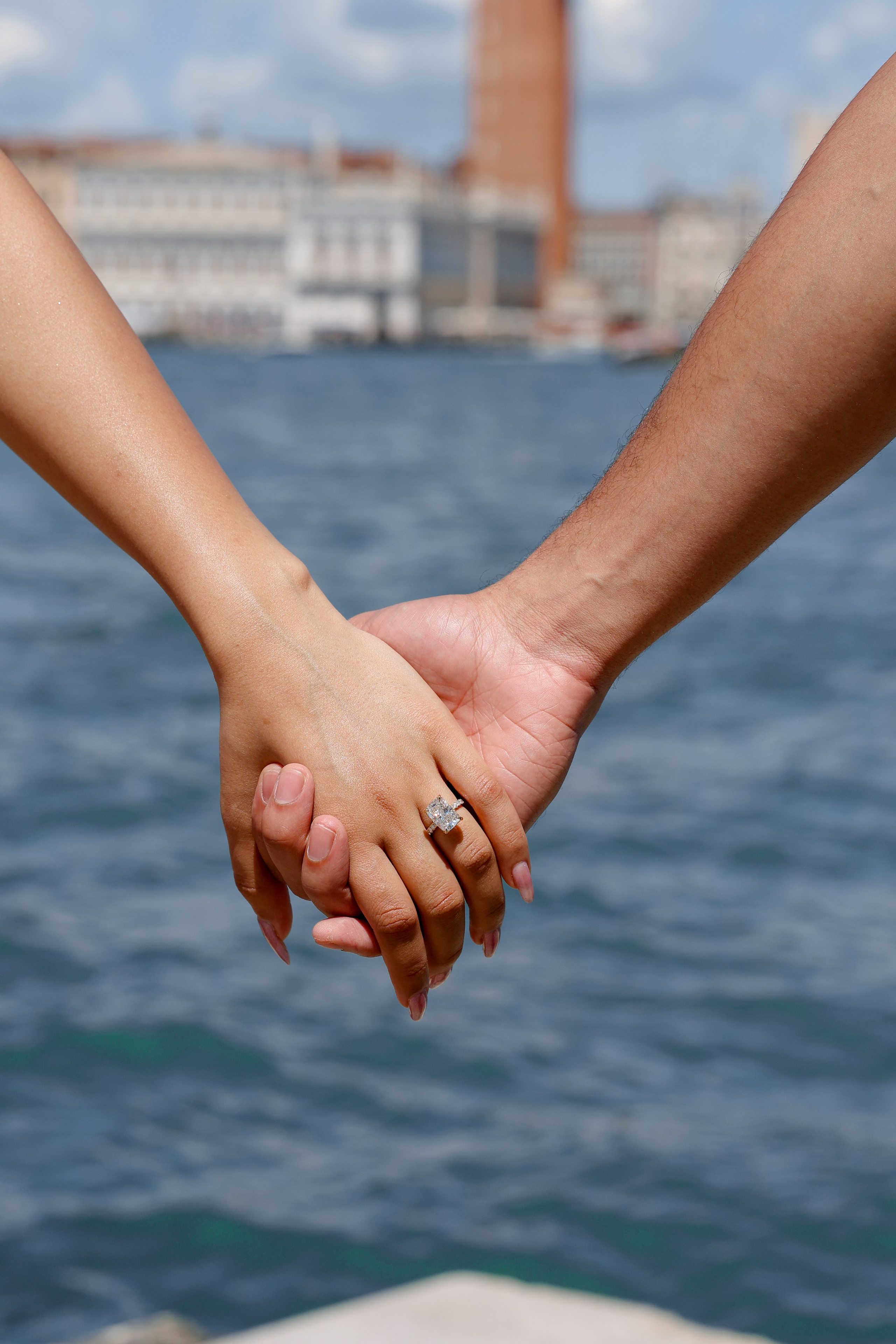 Engagement ring moment during Venice proposal