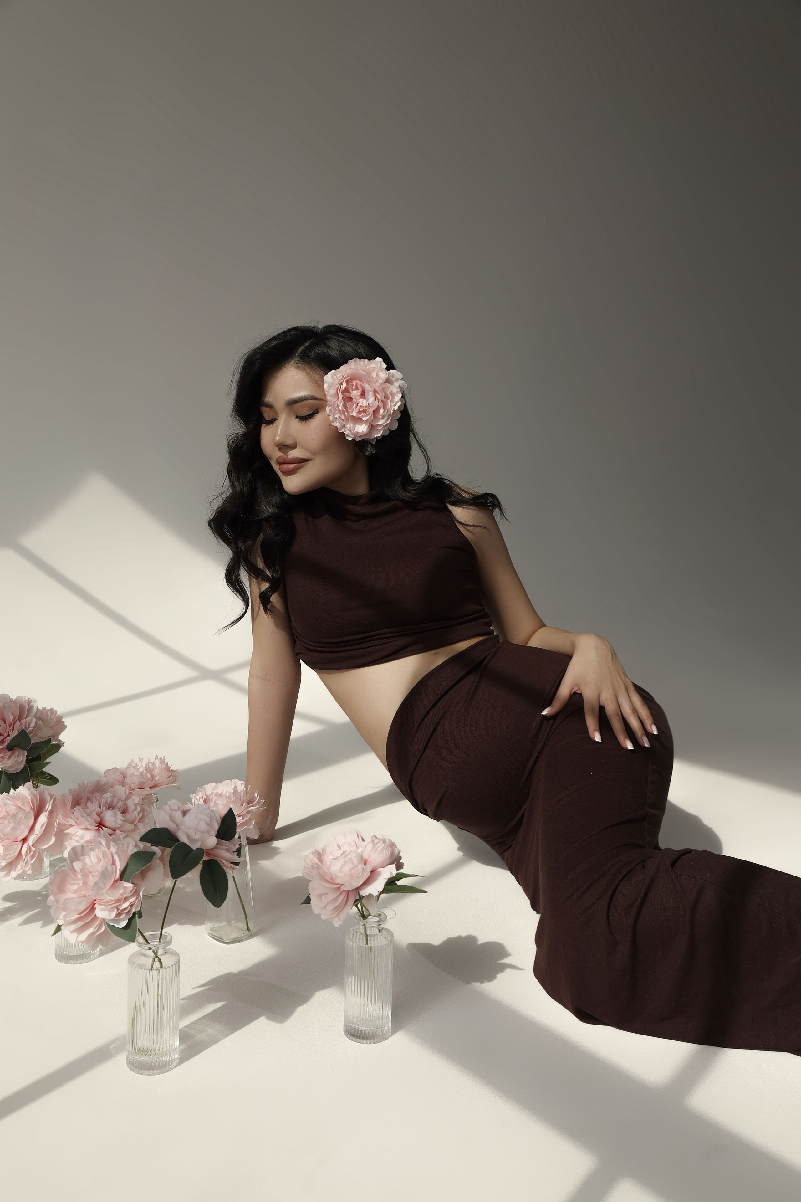 нереальная шоколадная двойка, топ и юбка макси. Размер S\M