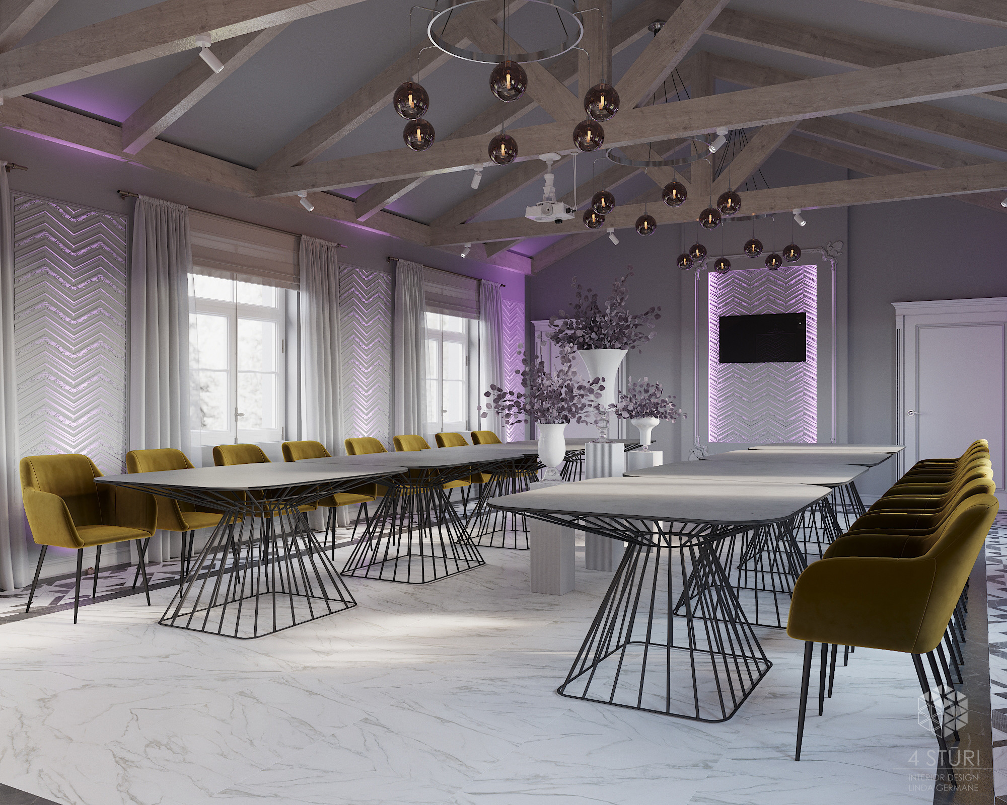 Konferenču zāle. Interjera dizaina studija 4 Stūri