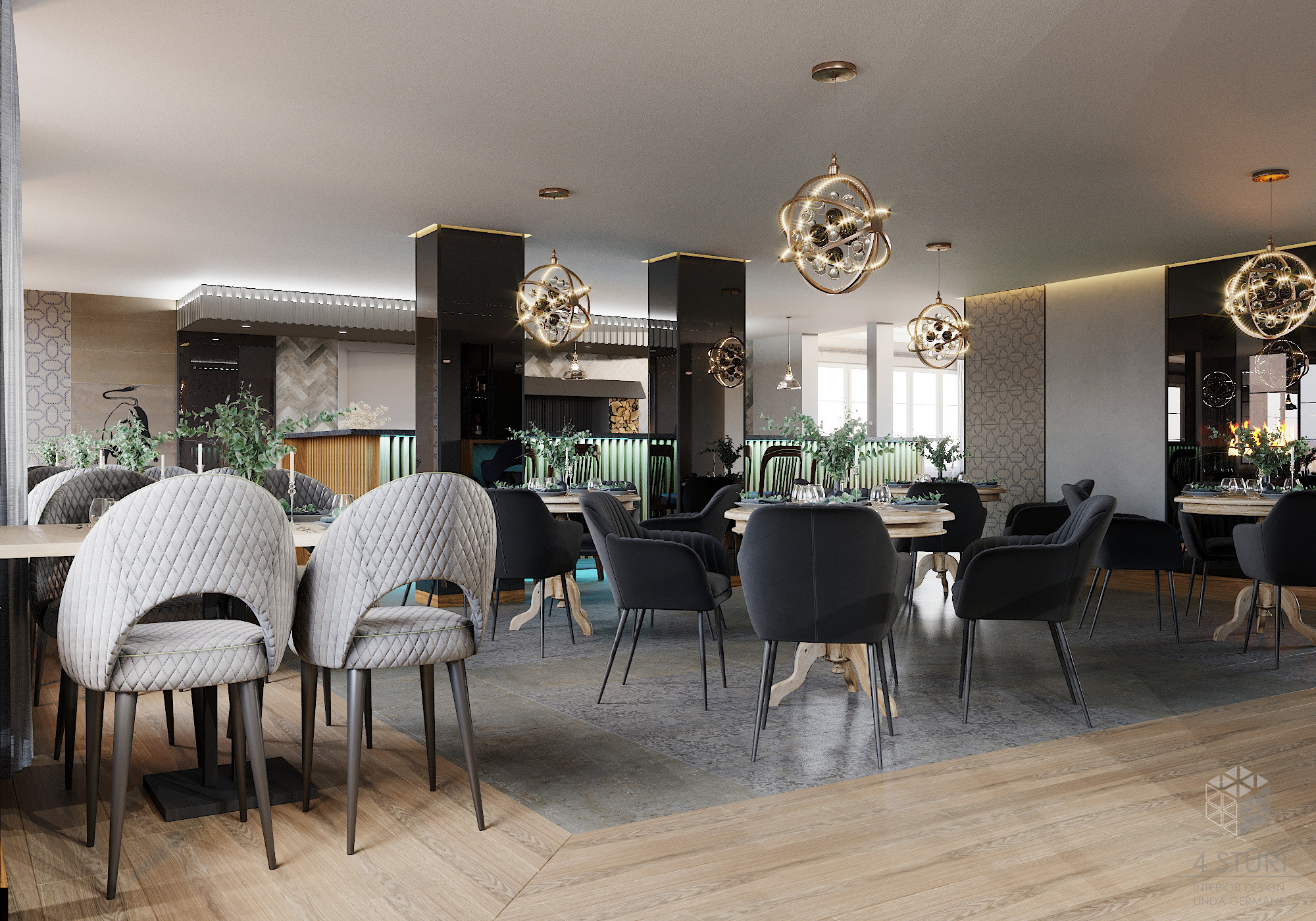 Restorāns «Heaven» Šveicē. Interjera dizaina studija 4 Stūri