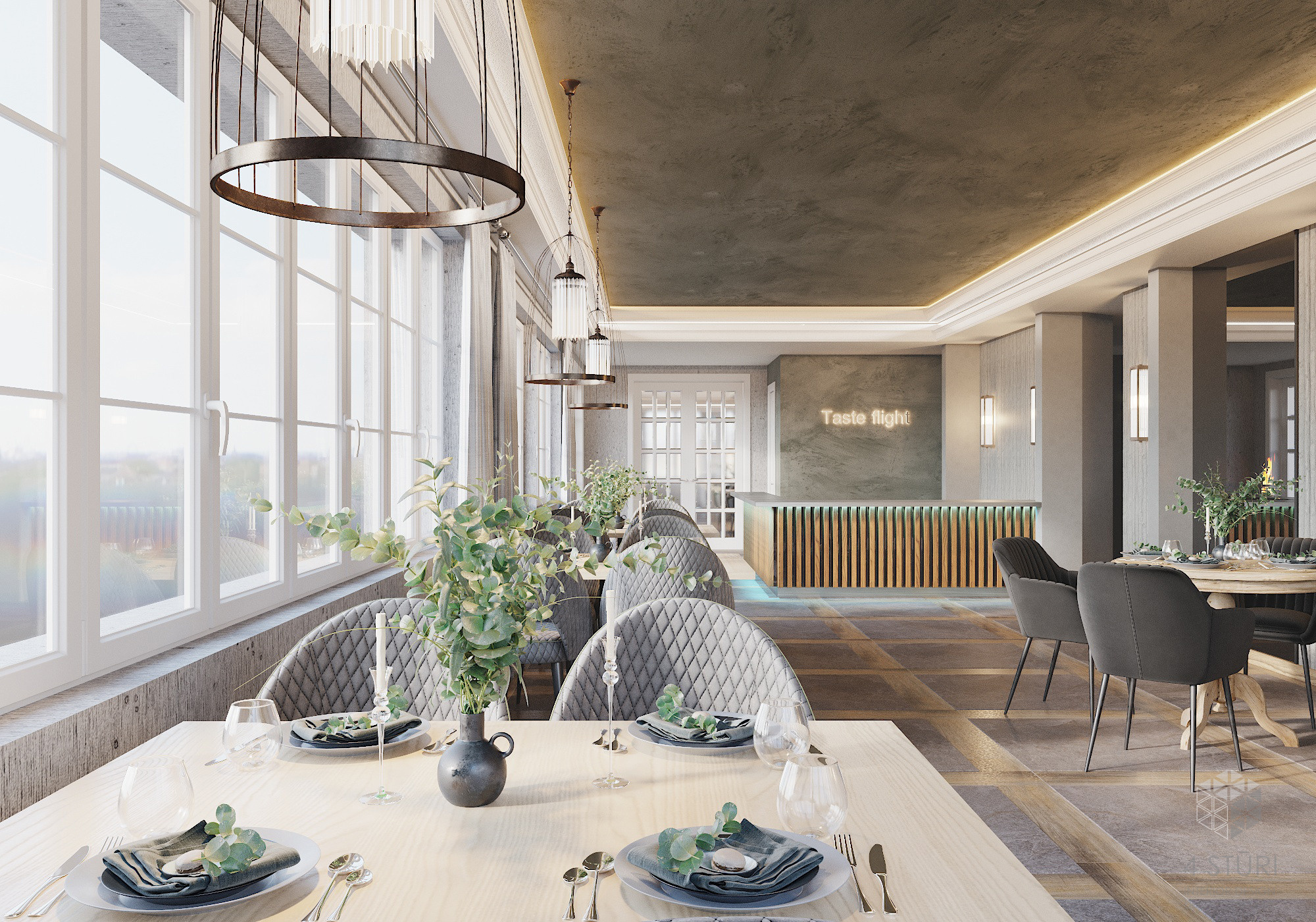 Restorāns «Heaven» Šveicē. Interjera dizaina studija 4 Stūri