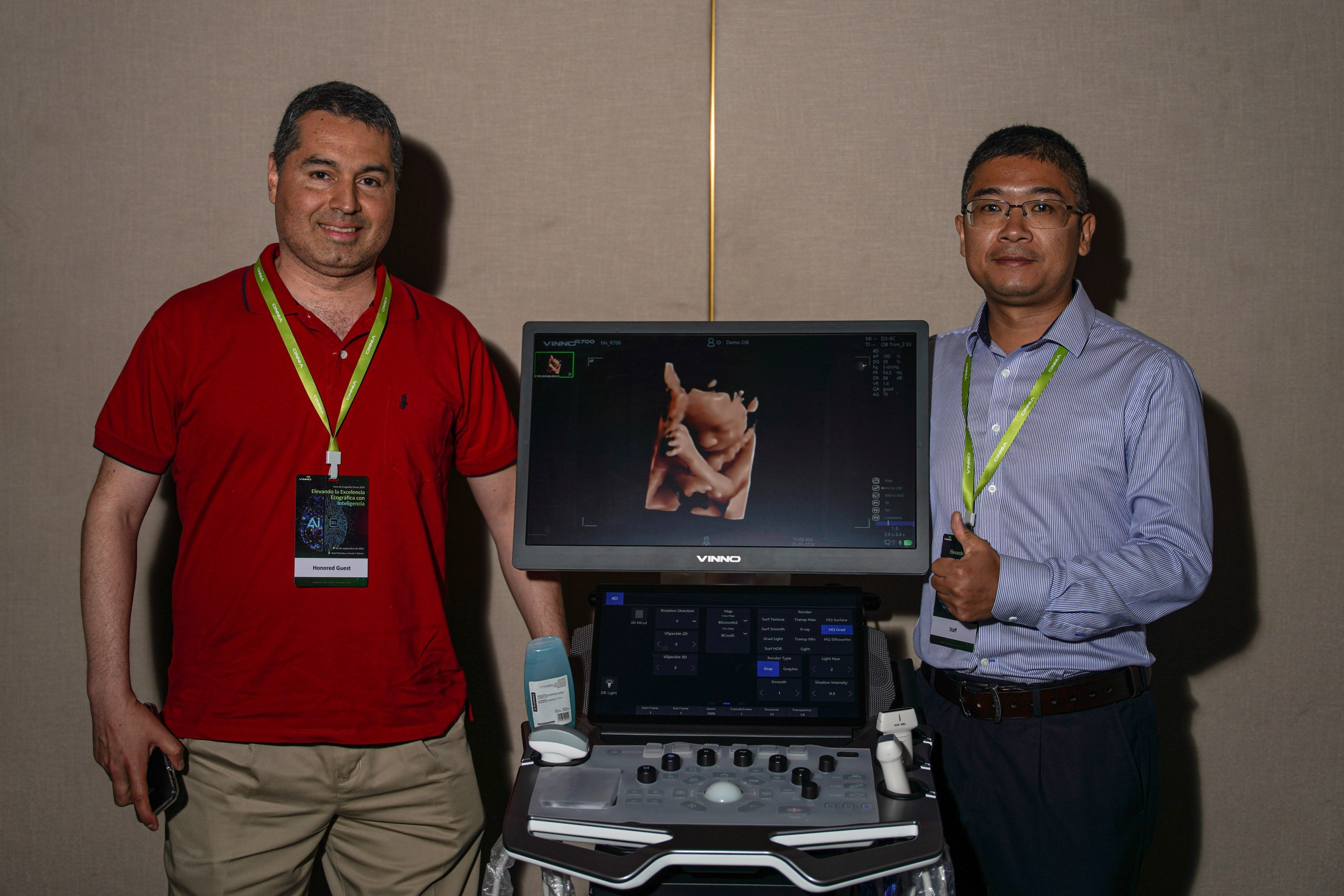 Participant smiling while networking at business conference.