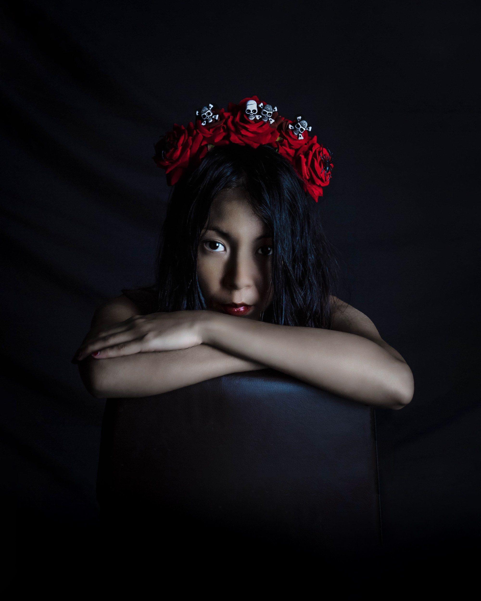 Artistic female portrait inspired by Day of the Dead