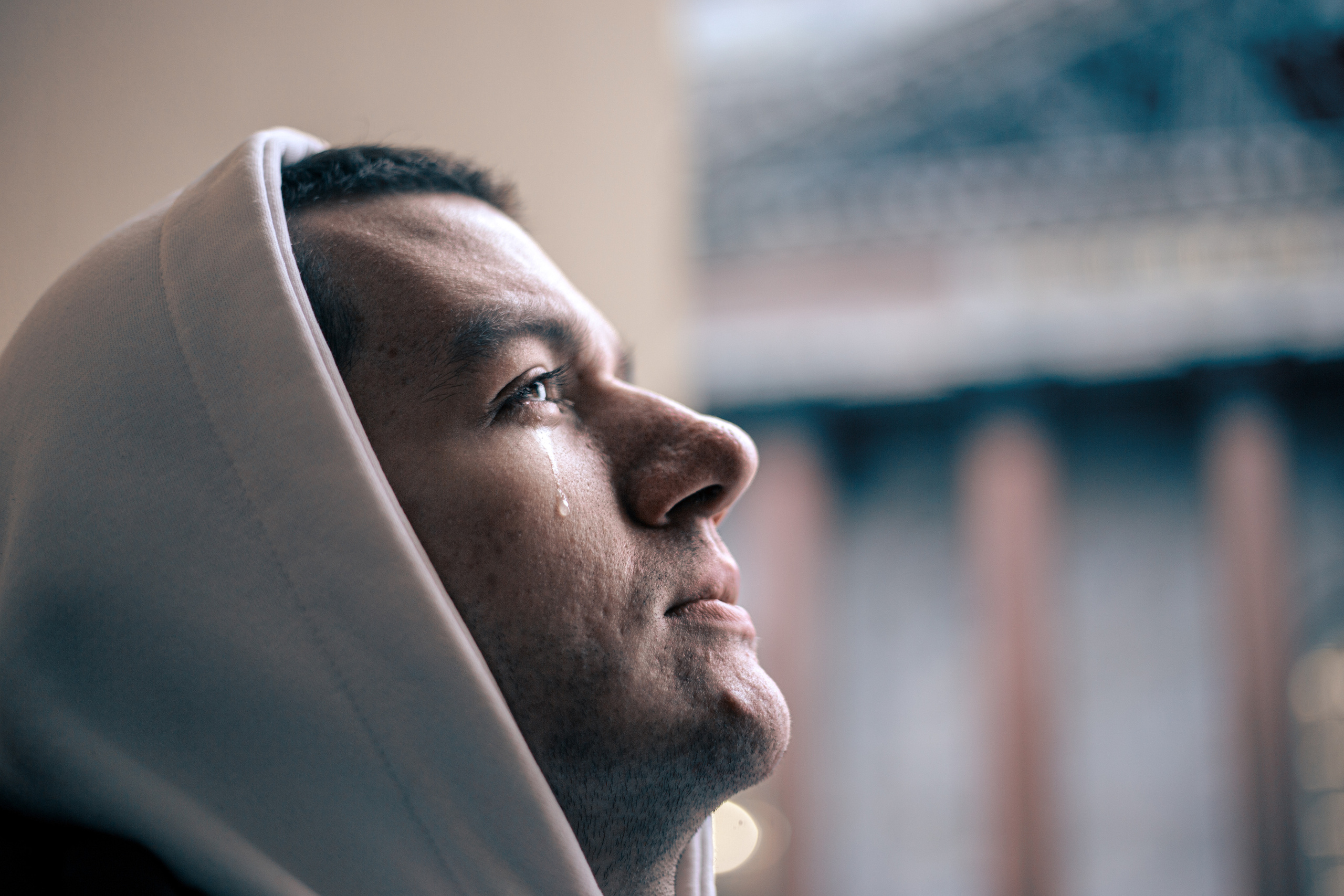 portrait of a man who cries