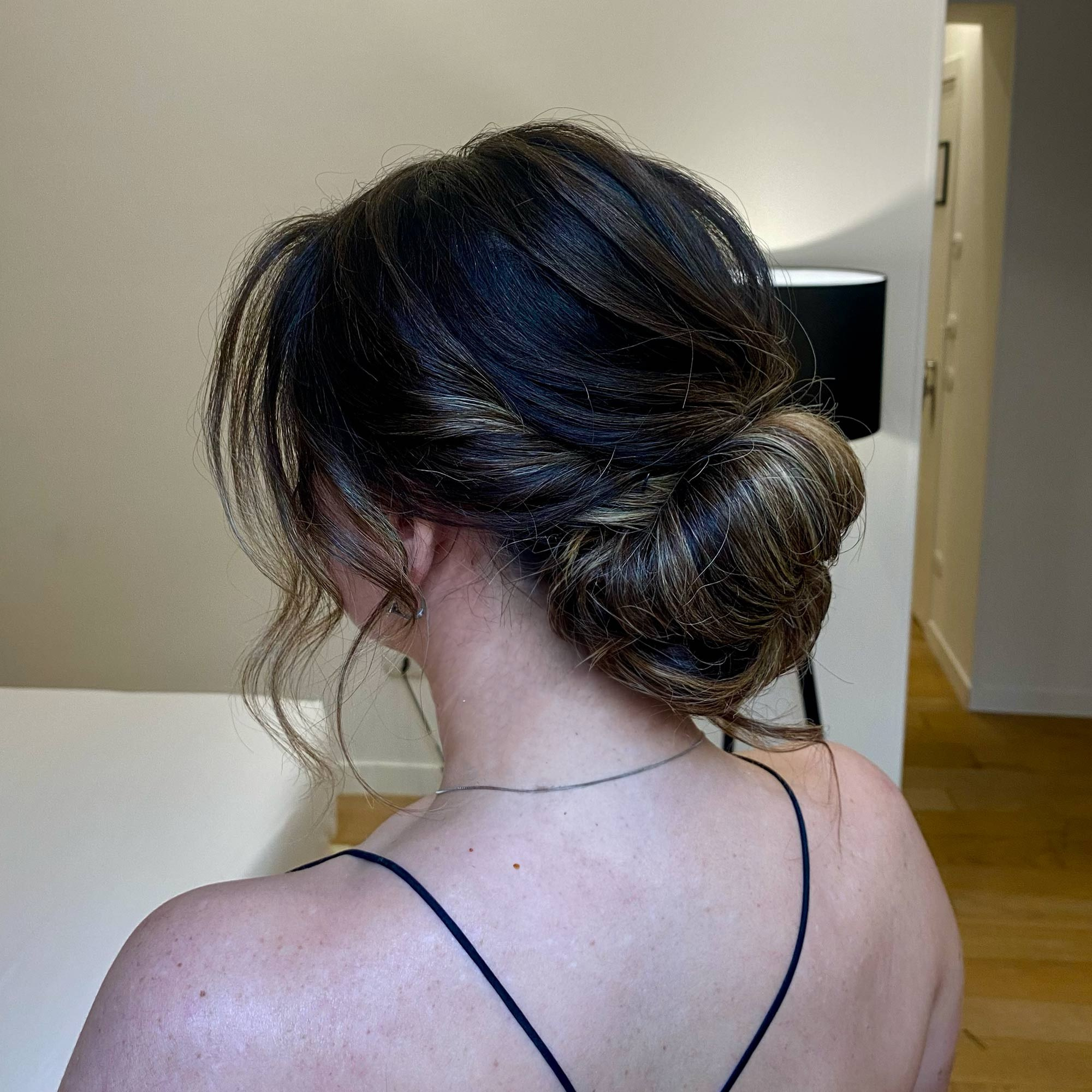 messy bun up-do in Rome