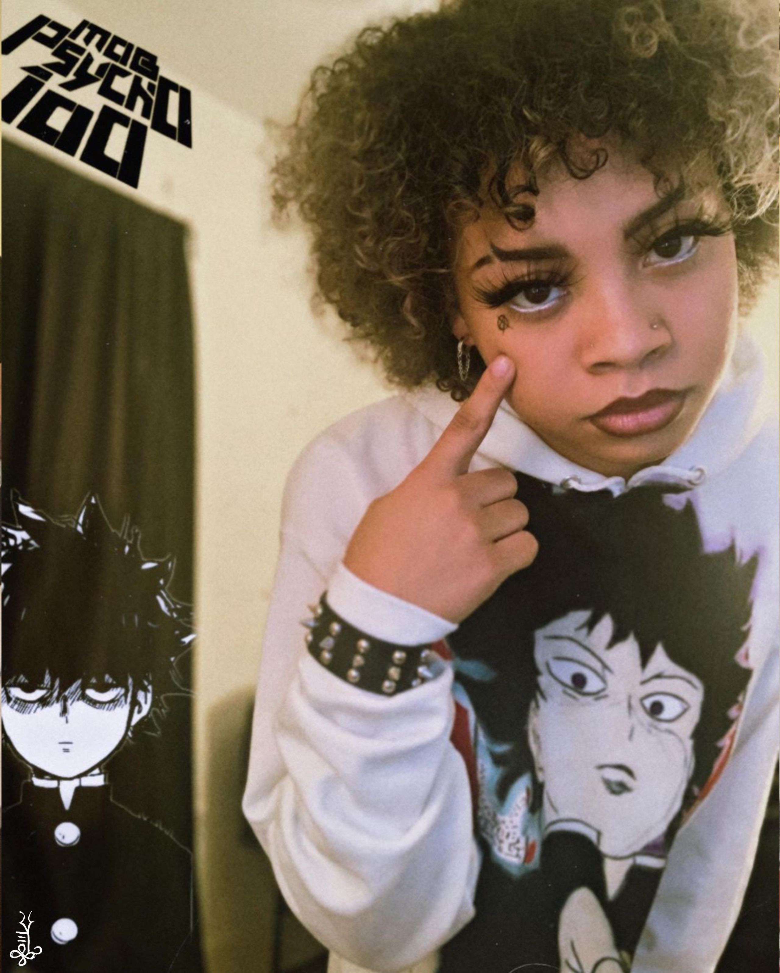 @leray.x wearing custom mob Psycho hoodie designed by Ke'Ondris